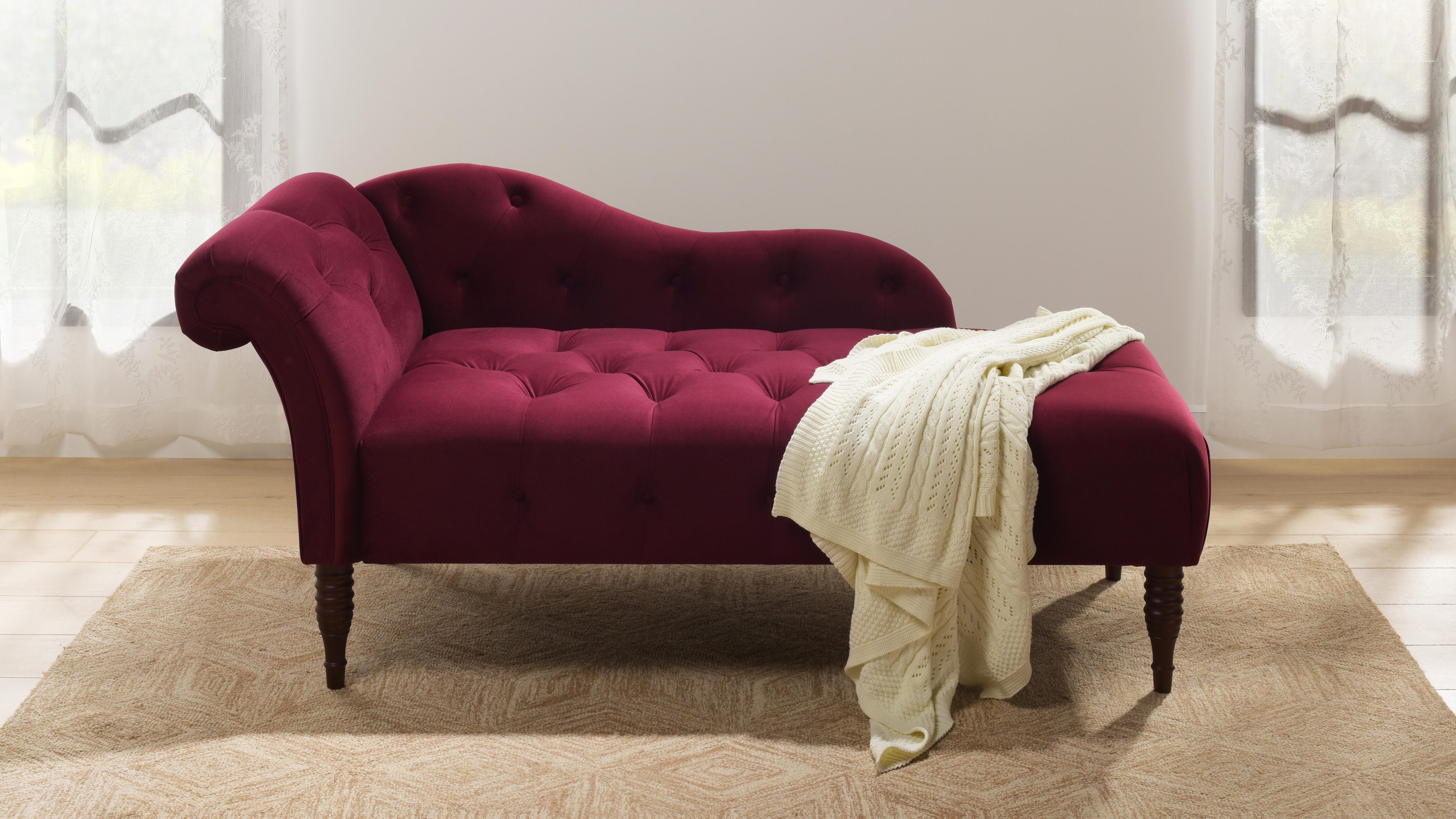 Jennifer Taylor Home Harrison Harrison Arm Chaise Lounge, Burgundy, large