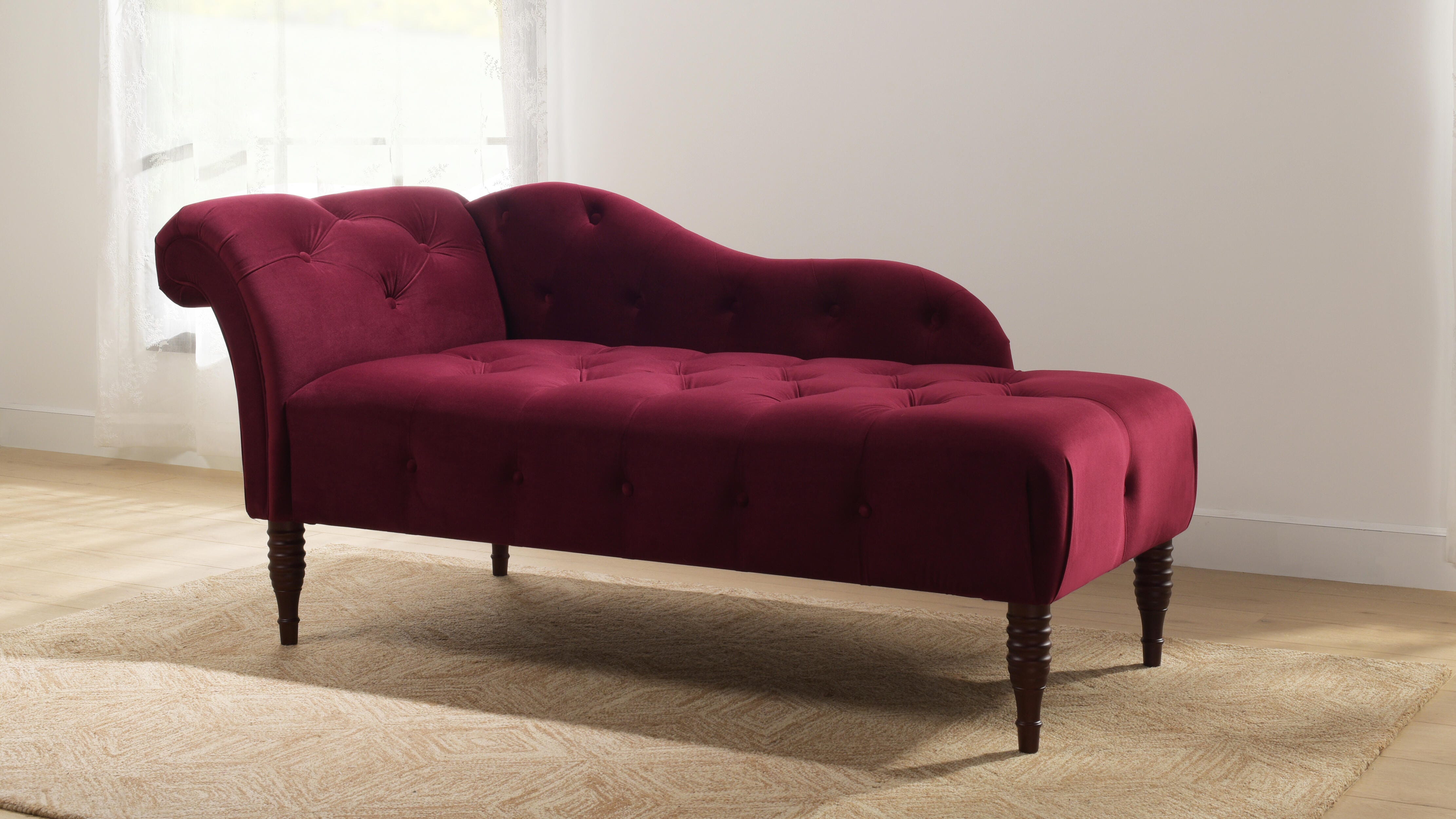 Jennifer Taylor Home Harrison Harrison Arm Chaise Lounge, Burgundy, large