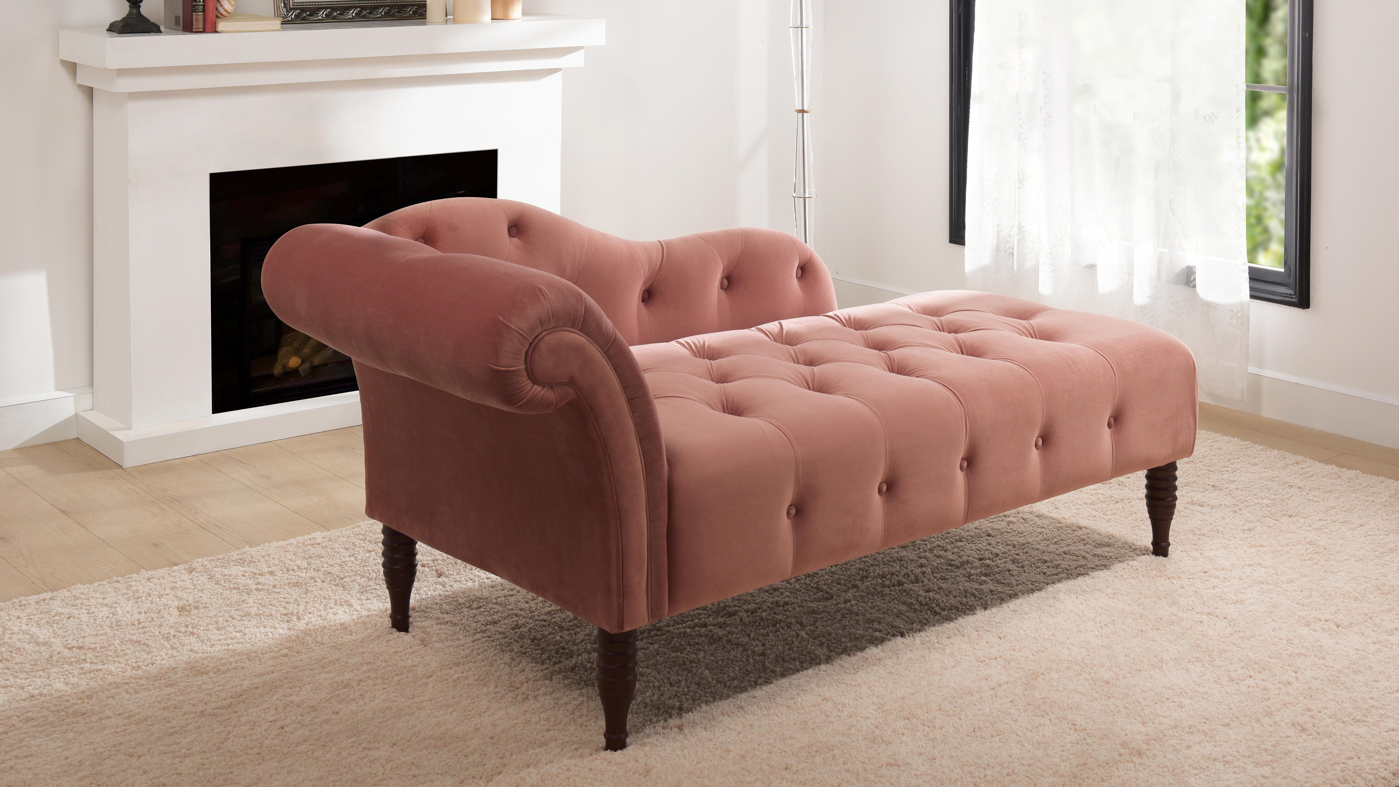 Jennifer Taylor Home Harrison Harrison Arm Chaise Lounge, Ash Rose Pink, large