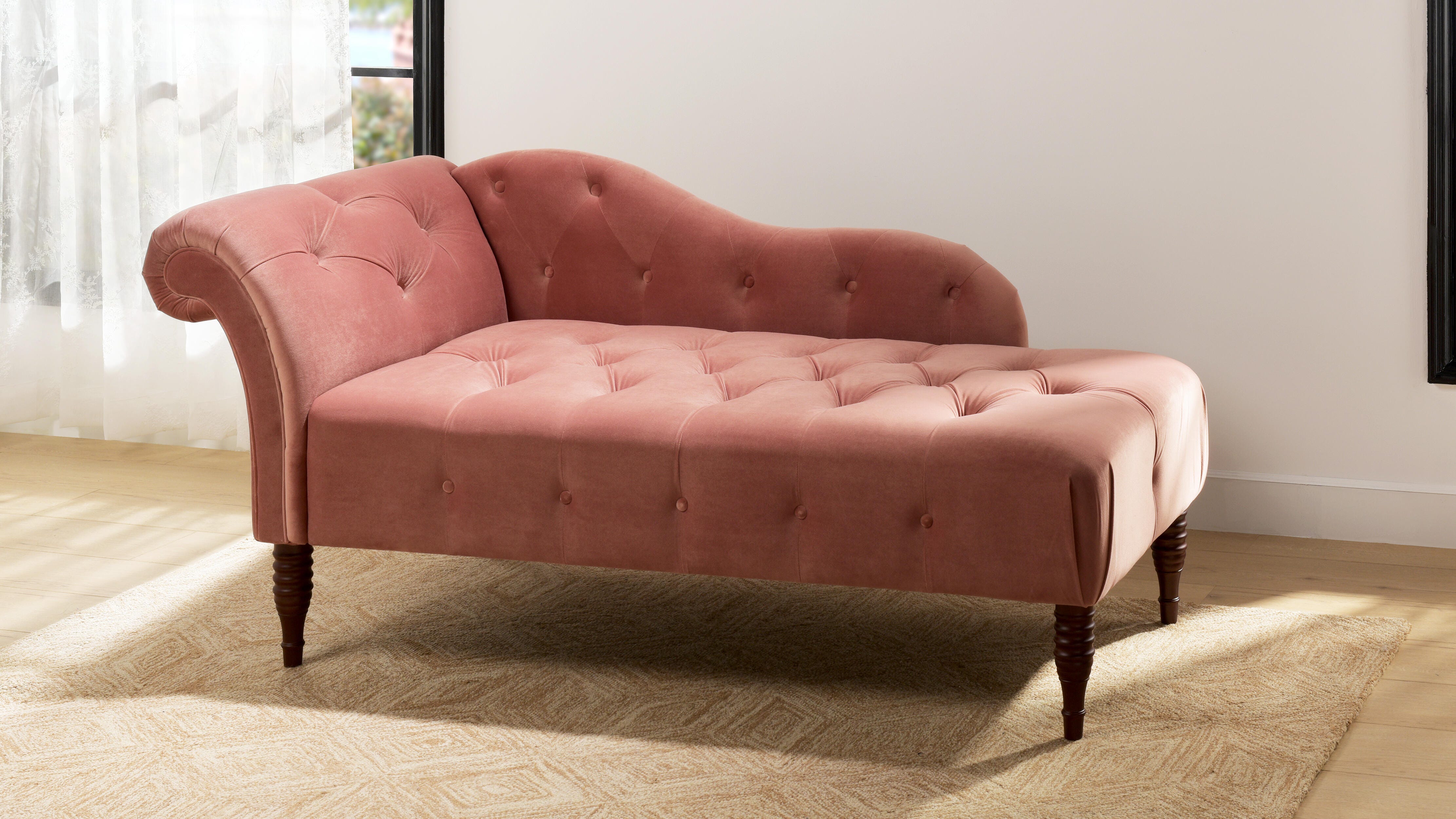 Jennifer Taylor Home Harrison Harrison Arm Chaise Lounge, Ash Rose Pink, large