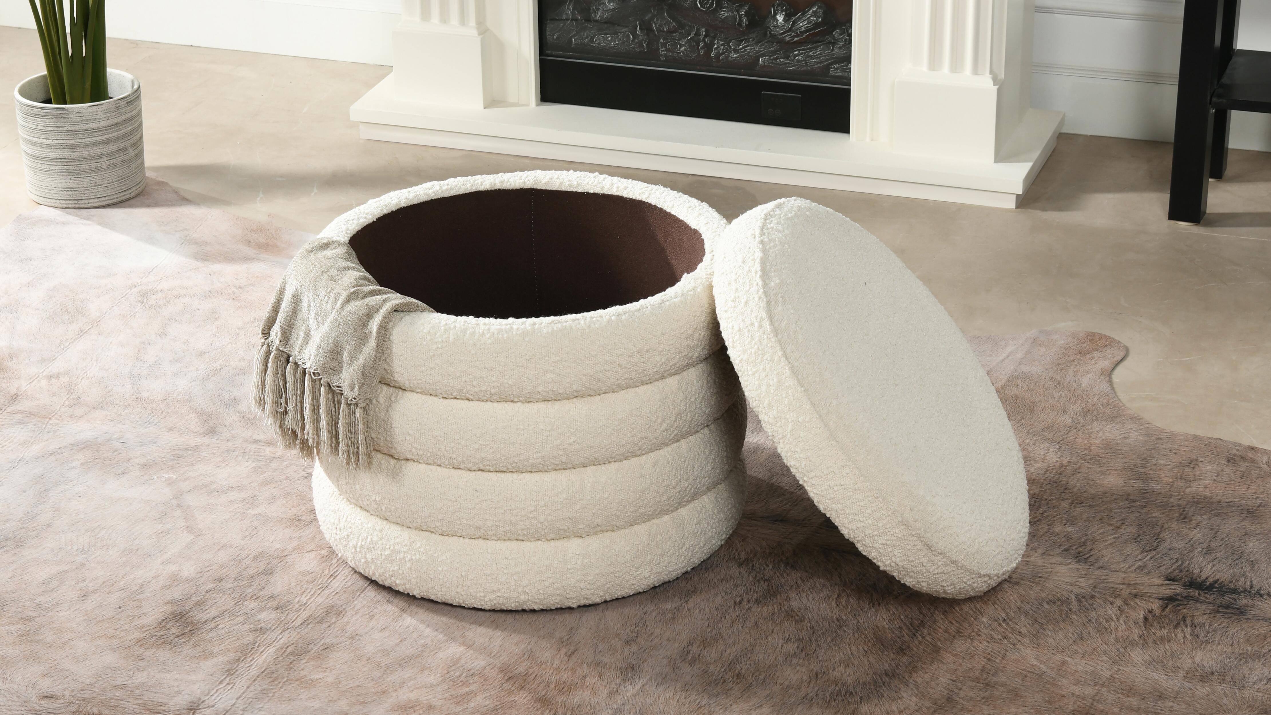 Jennifer Taylor Home Fuji 22" Round Storage Ottoman, , large