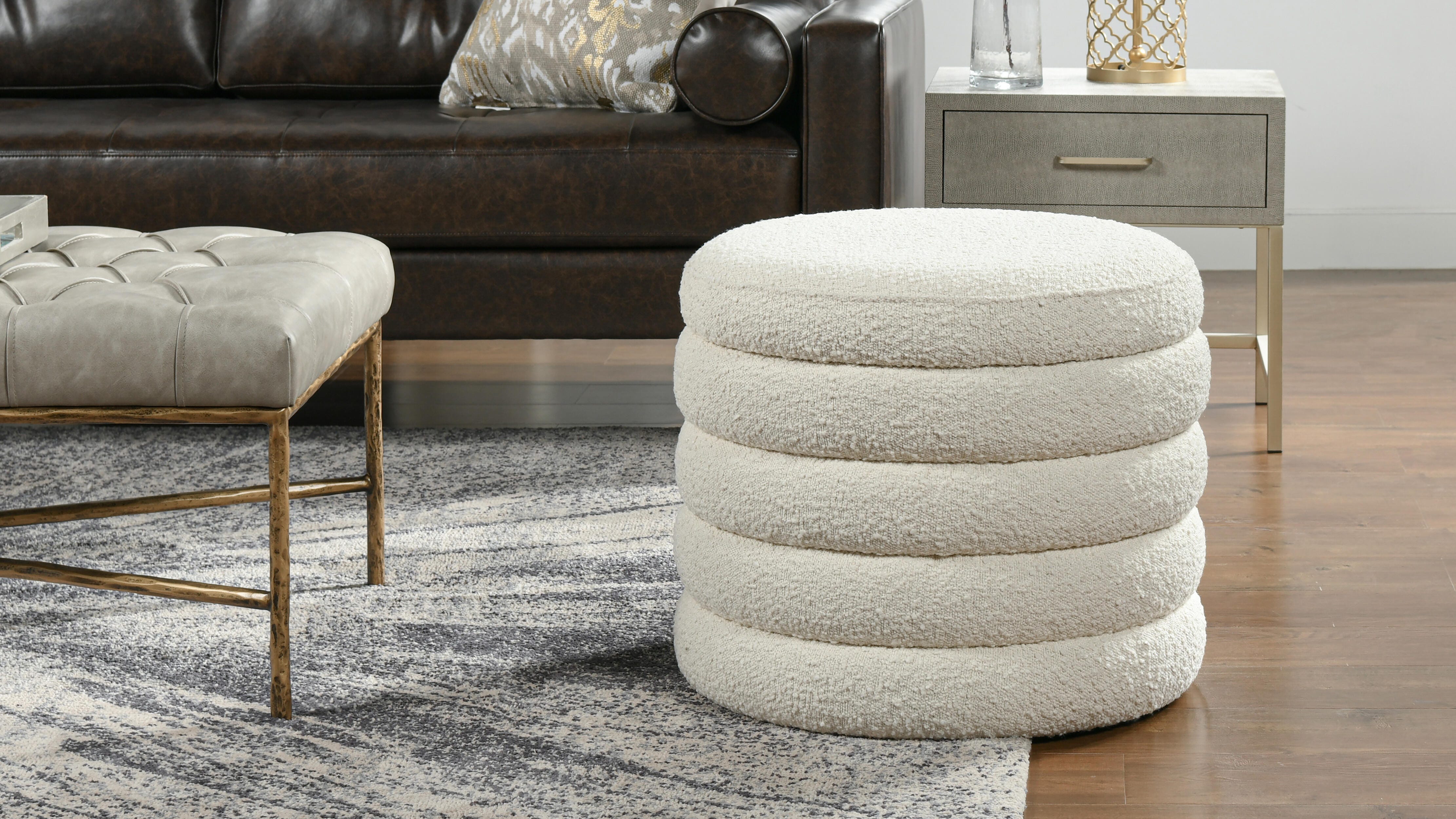 Jennifer Taylor Home Fuji 22" Round Storage Ottoman, , large