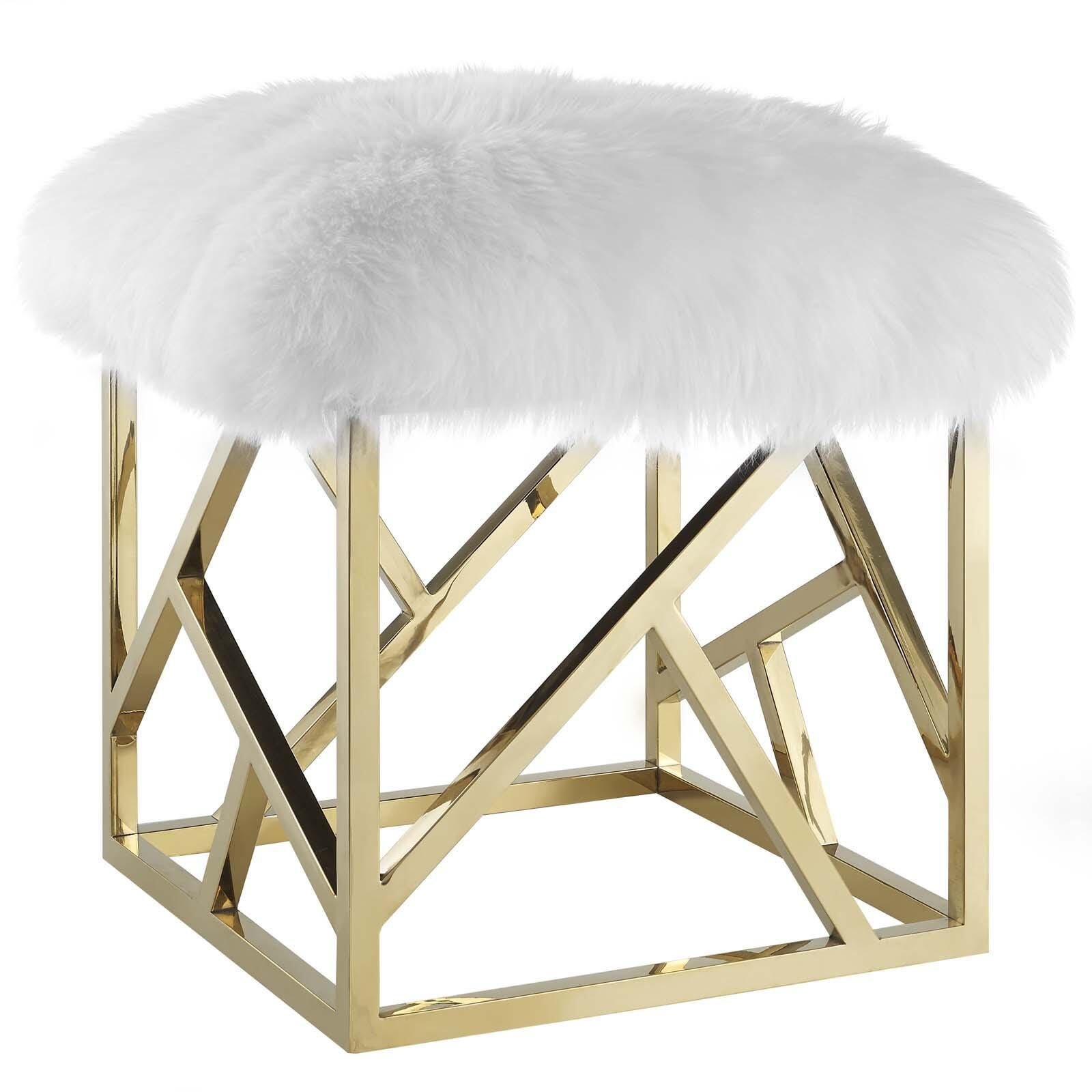 Modway Intersperse Sheepskin Ottoman, , large