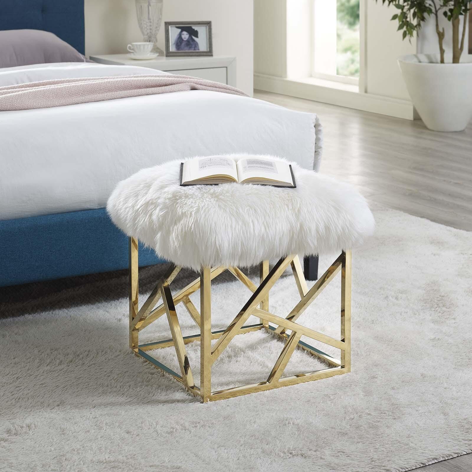 Modway Intersperse Intersperse Sheepskin Ottoman, , large