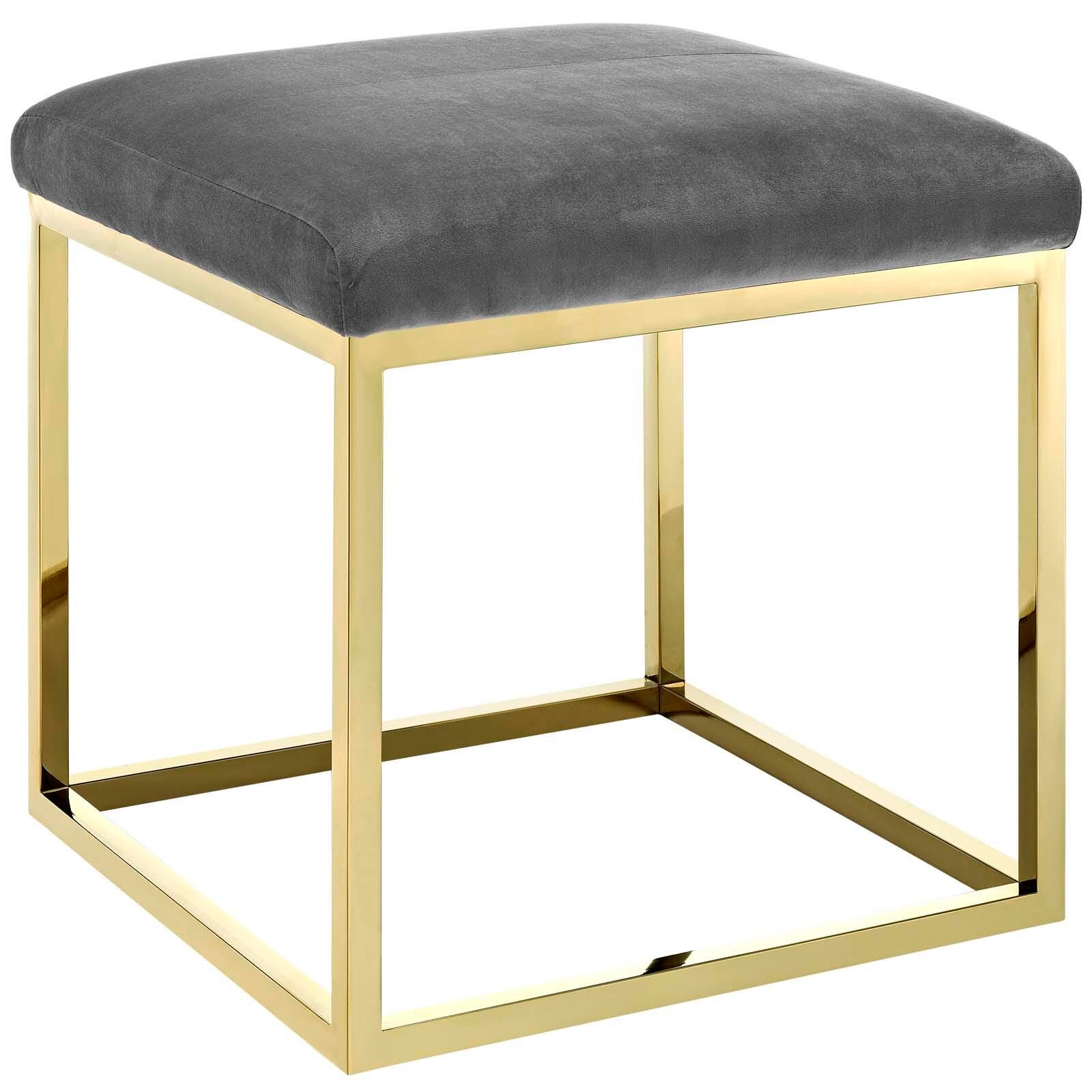 Modway Anticipate Square Ottoman, Gold/Gray, large