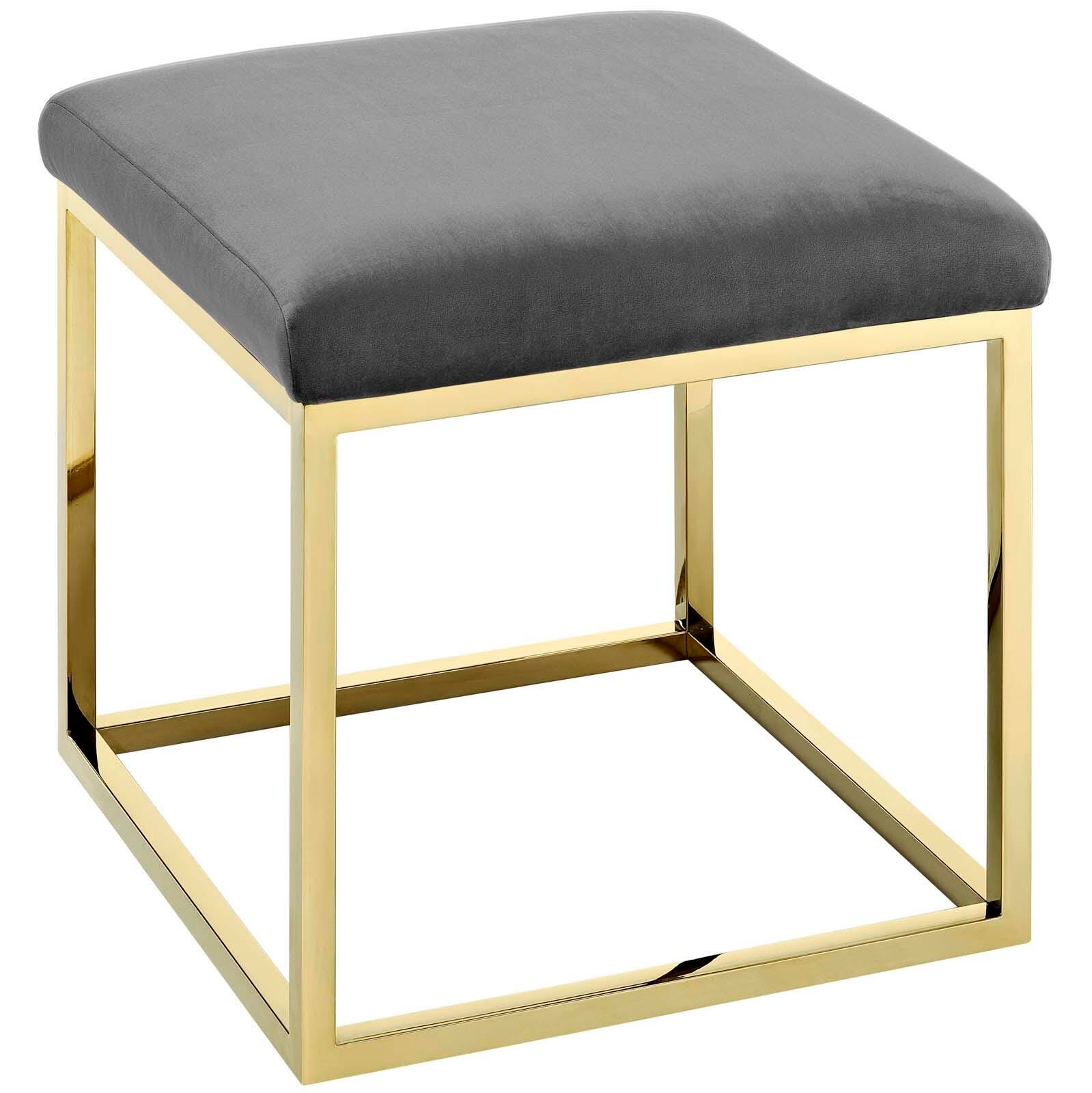 Modway Anticipate Anticipate Square Ottoman, Gold/Gray, large