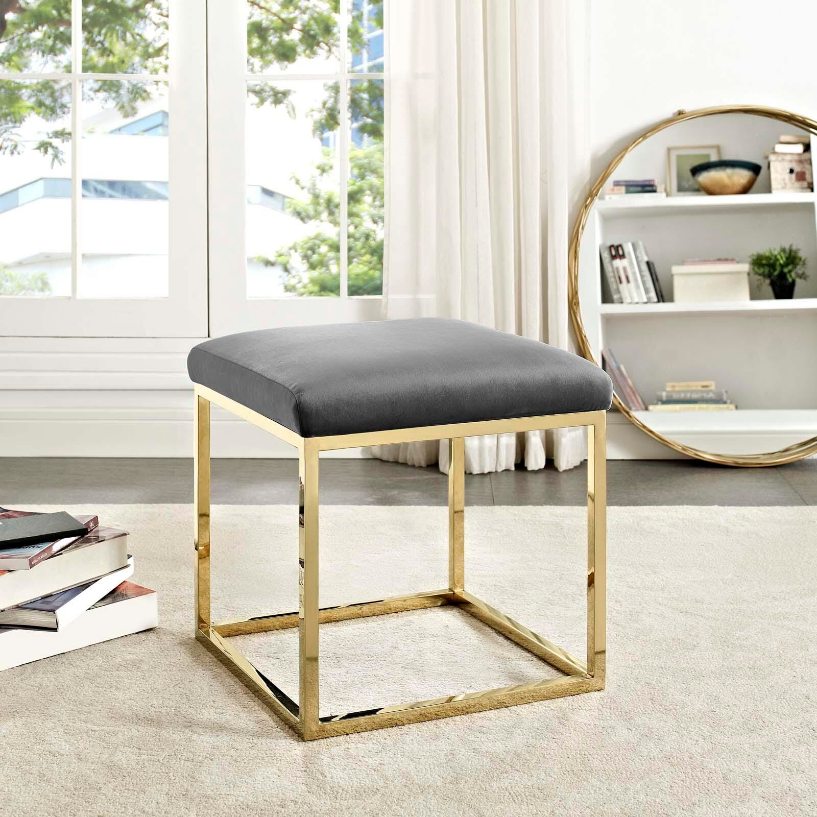 Modway Anticipate Anticipate Square Ottoman, Gold/Gray, large