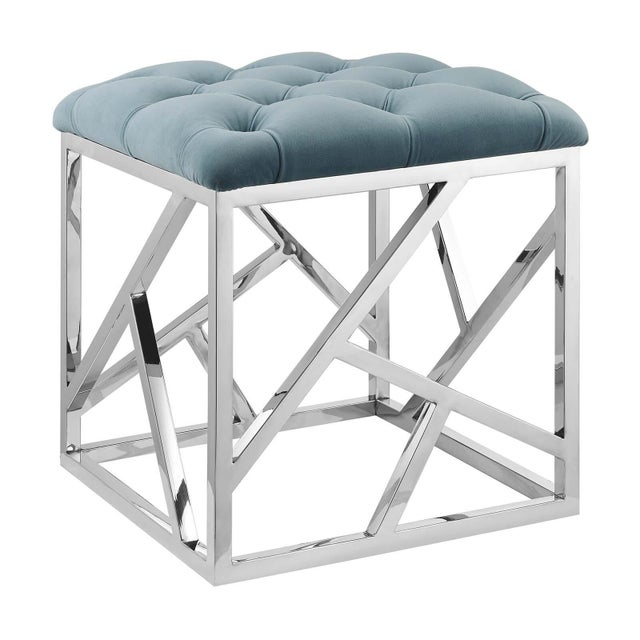 Modway Intersperse Tufted Square Ottoman, Sea Blue