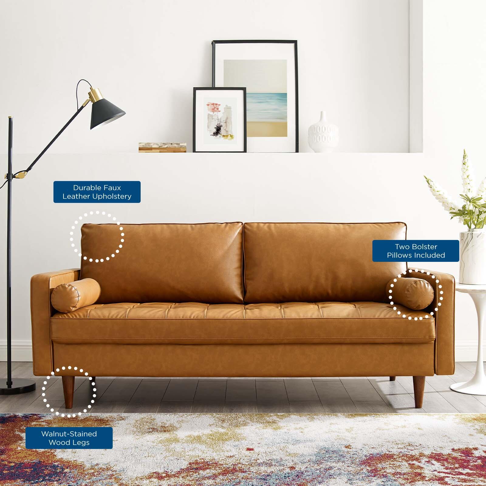 Modway Velour Faux Leather Sofa, , large