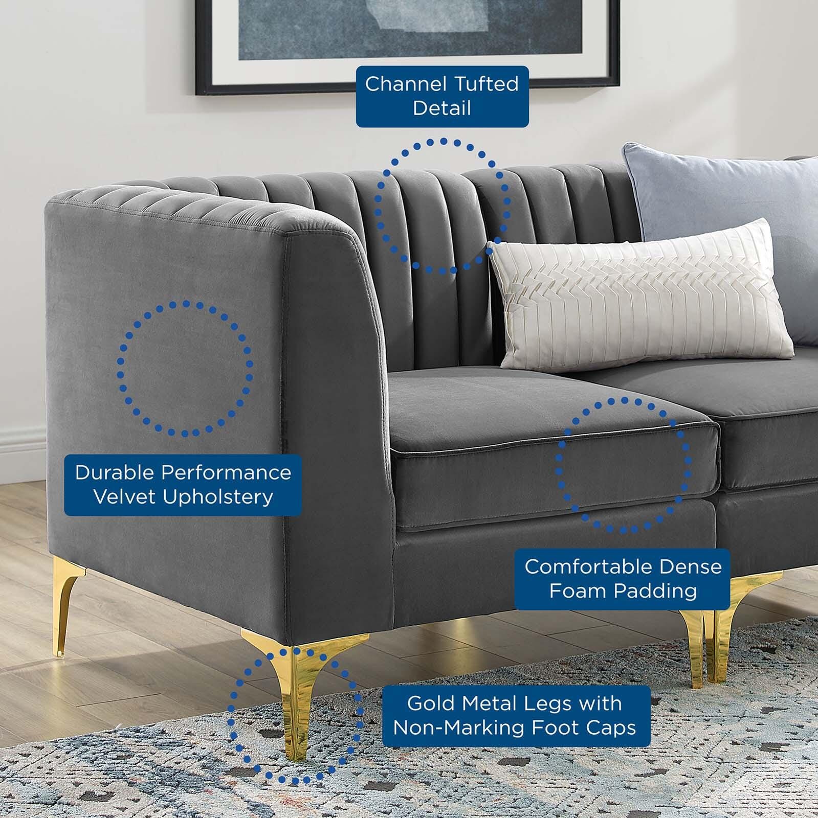 Modway Triumph Triumph Channel Tufted Loveseat, Gray, large