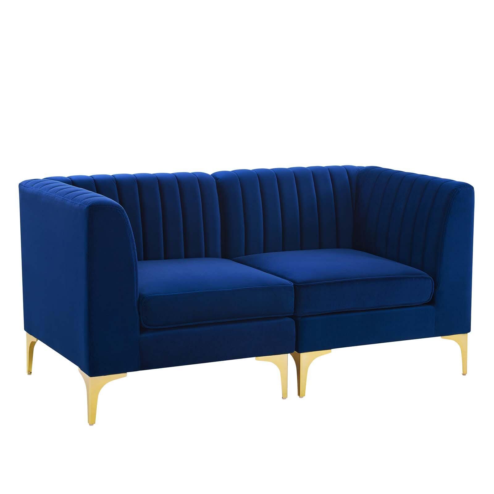 Modway Triumph Channel Tufted Loveseat, Navy, large