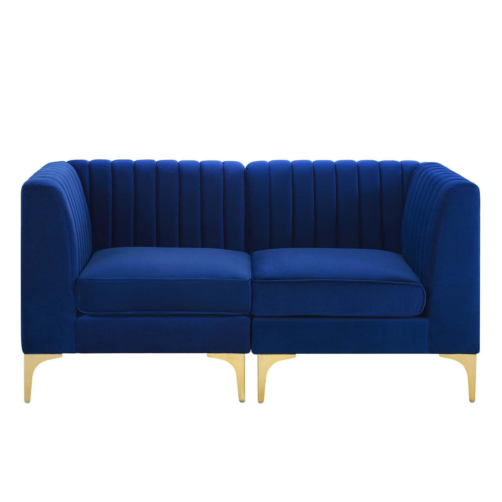 Modway Triumph Channel Tufted Loveseat, Navy, large