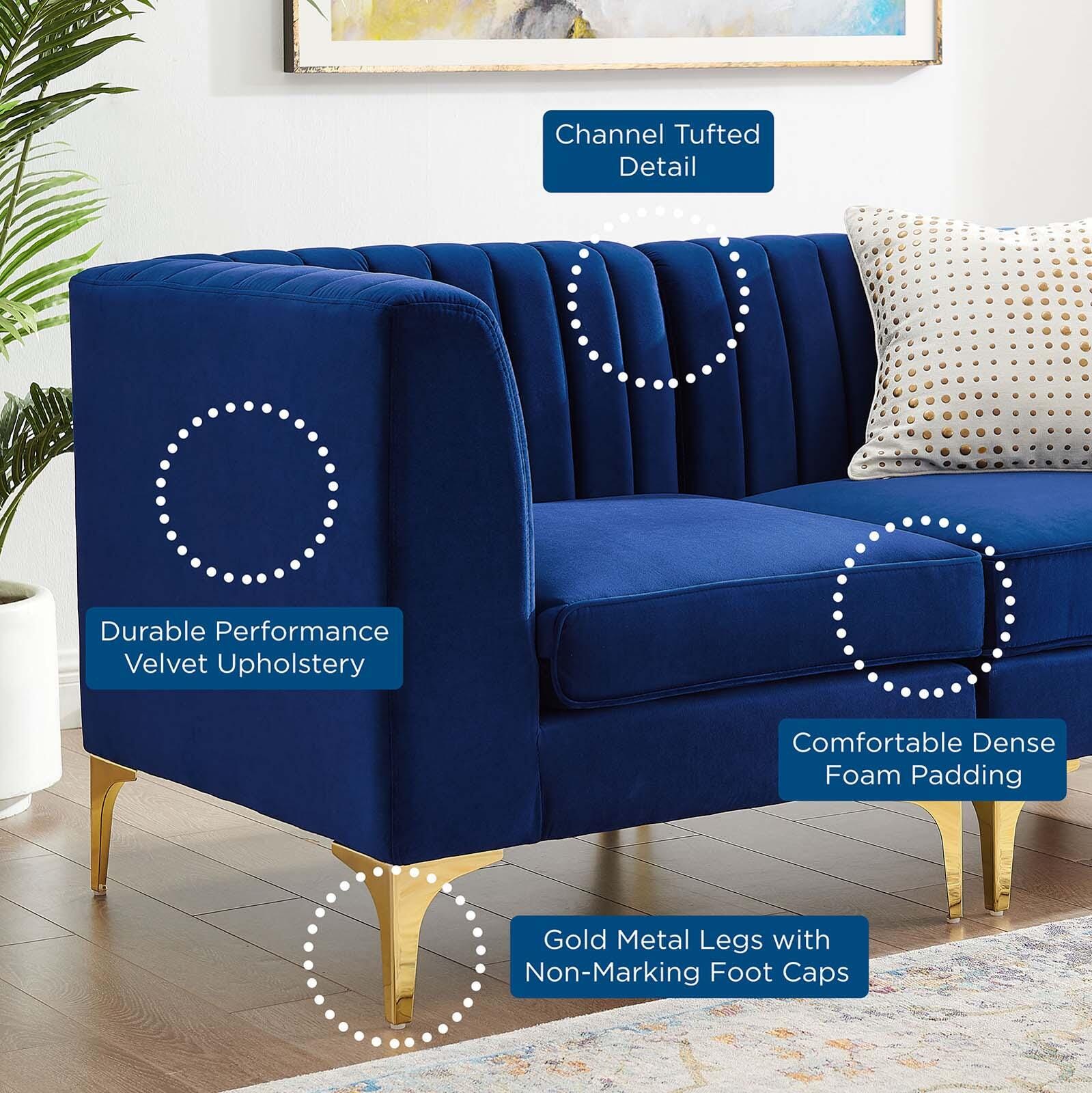 Modway Triumph Channel Tufted Loveseat, Navy, large