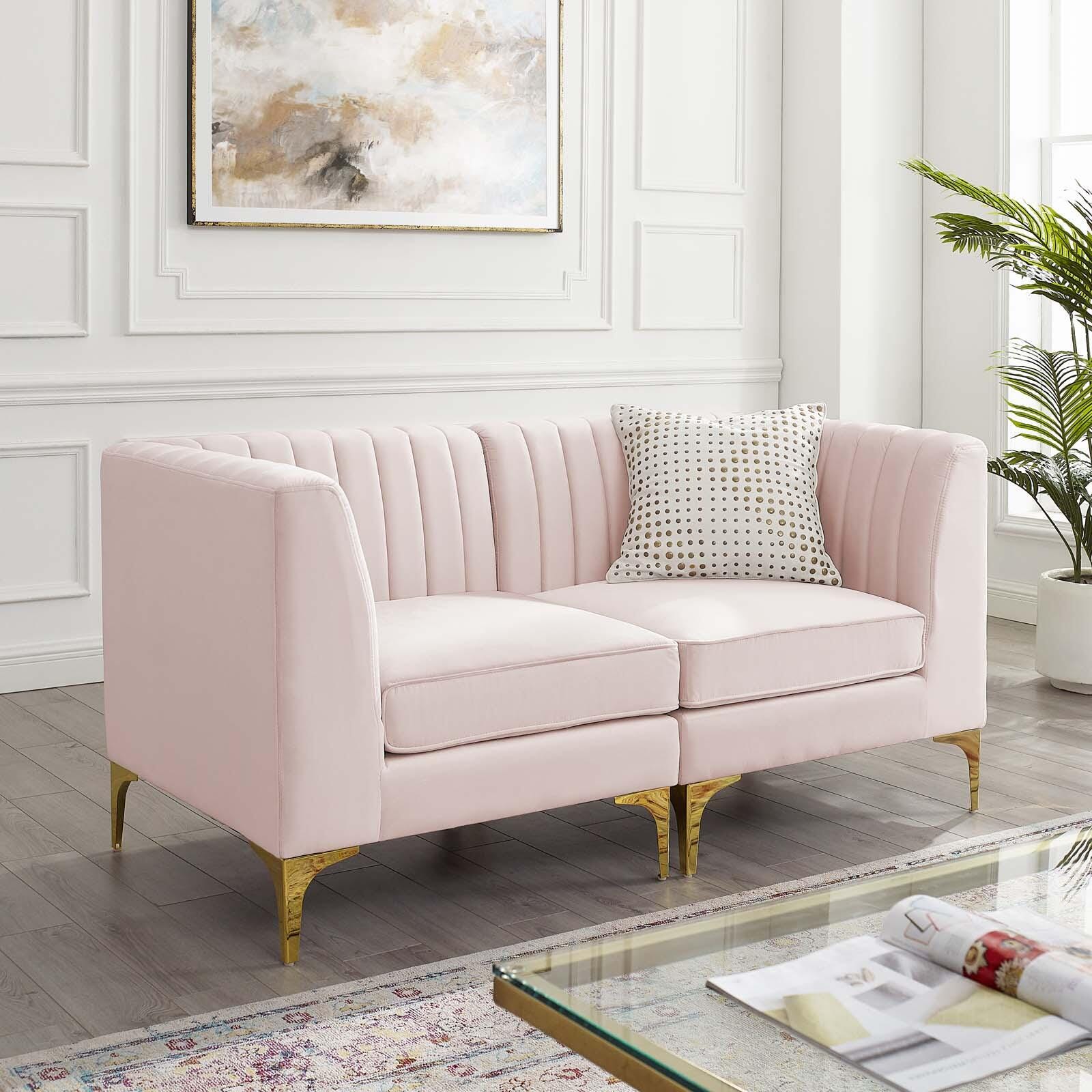 Modway Triumph Channel Tufted Loveseat, Pink, large