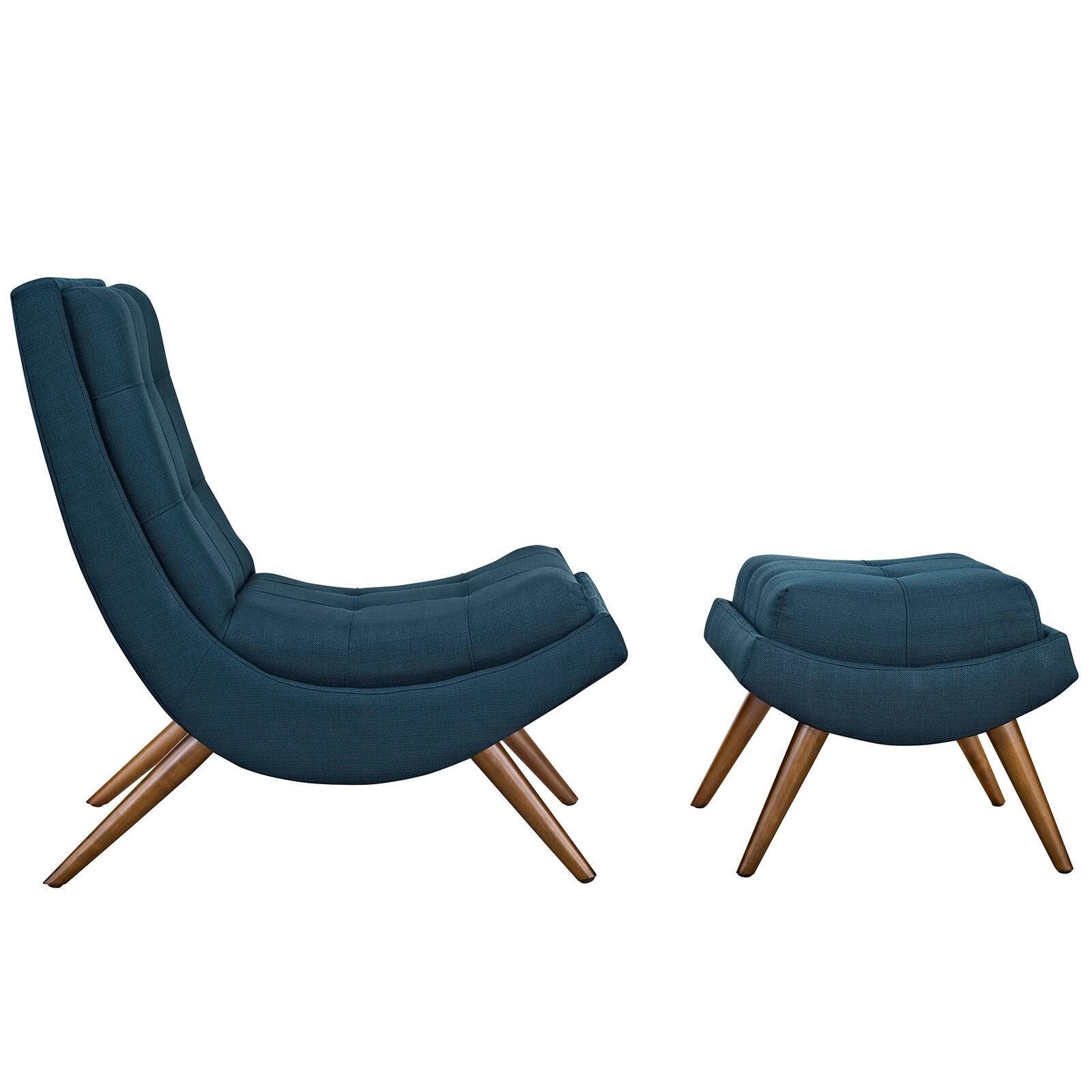 Modway Ramp Lounge Chair with Ottoman, Azure, large