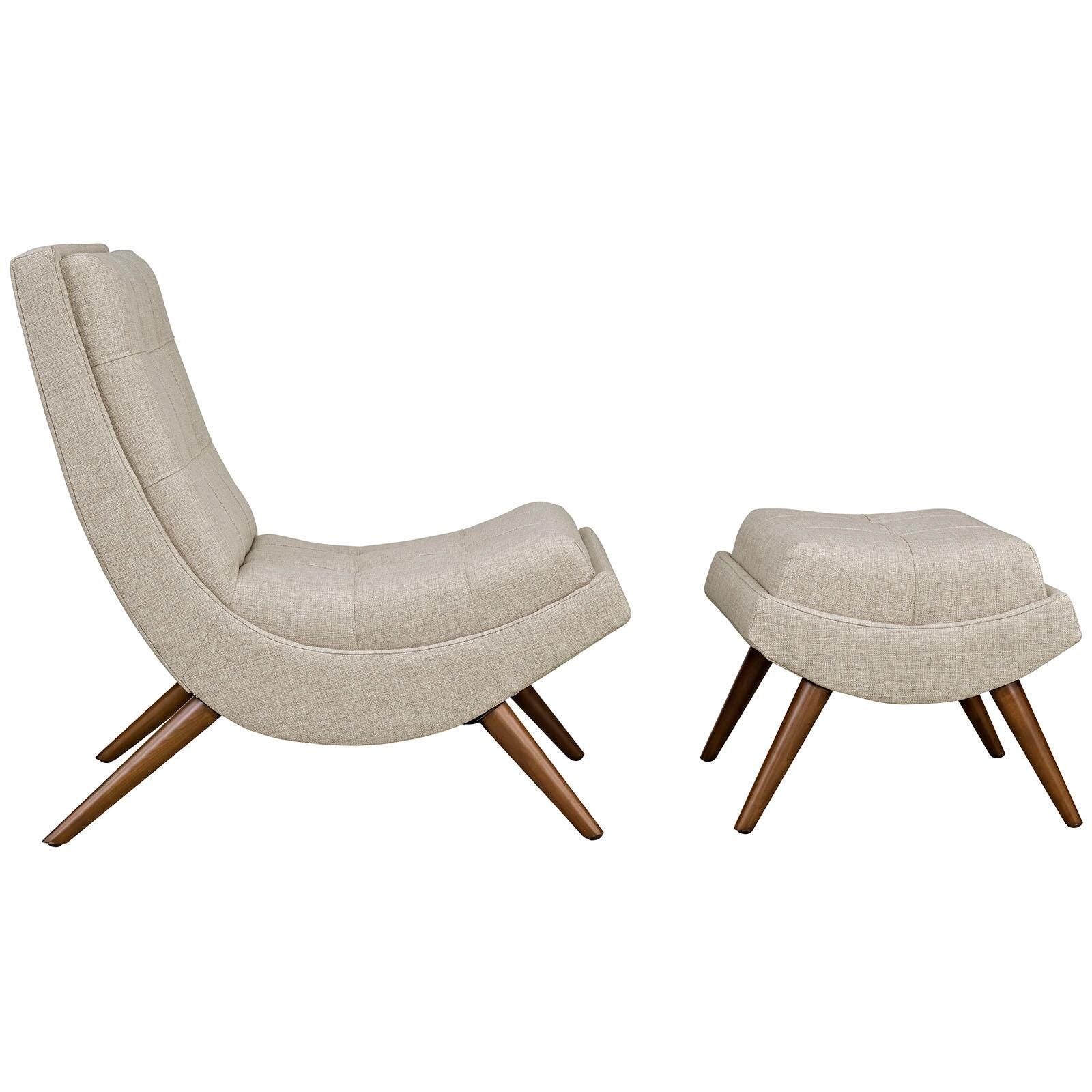 Modway Ramp Ramp Lounge Chair with Ottoman, Sand, large