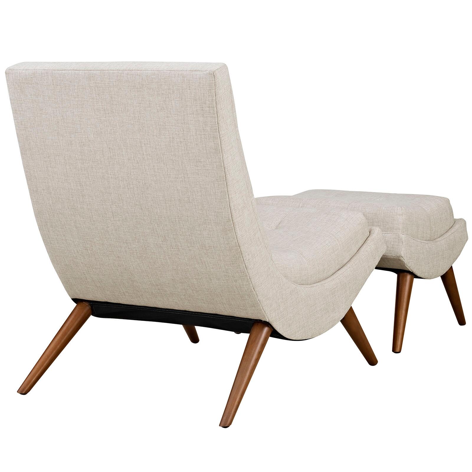 Modway Ramp Ramp Lounge Chair with Ottoman, Sand, large