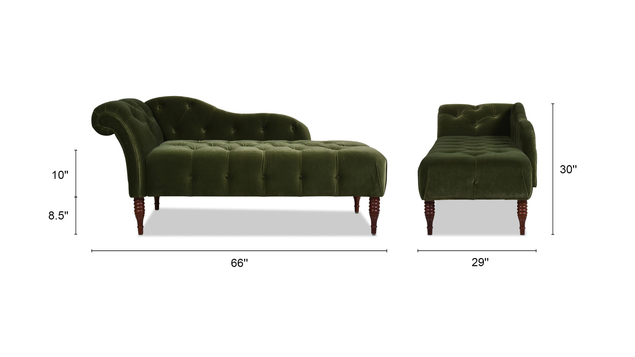 Jennifer Taylor Home Samuel Samuel Velvet Tufted Roll Arm Chaise Lounge, Olive Green, large