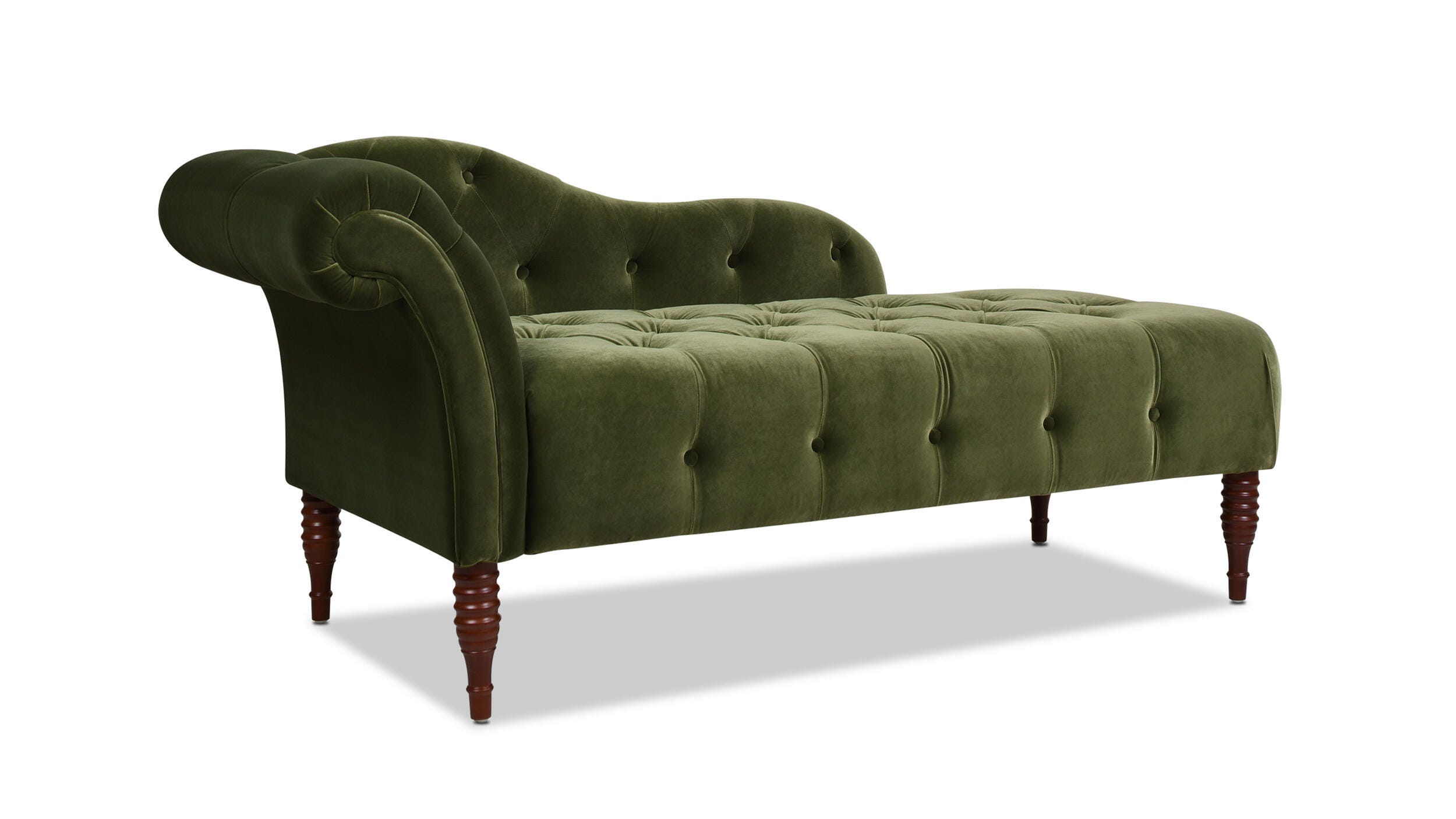 Jennifer Taylor Home Samuel Samuel Velvet Tufted Roll Arm Chaise Lounge, Olive Green, large