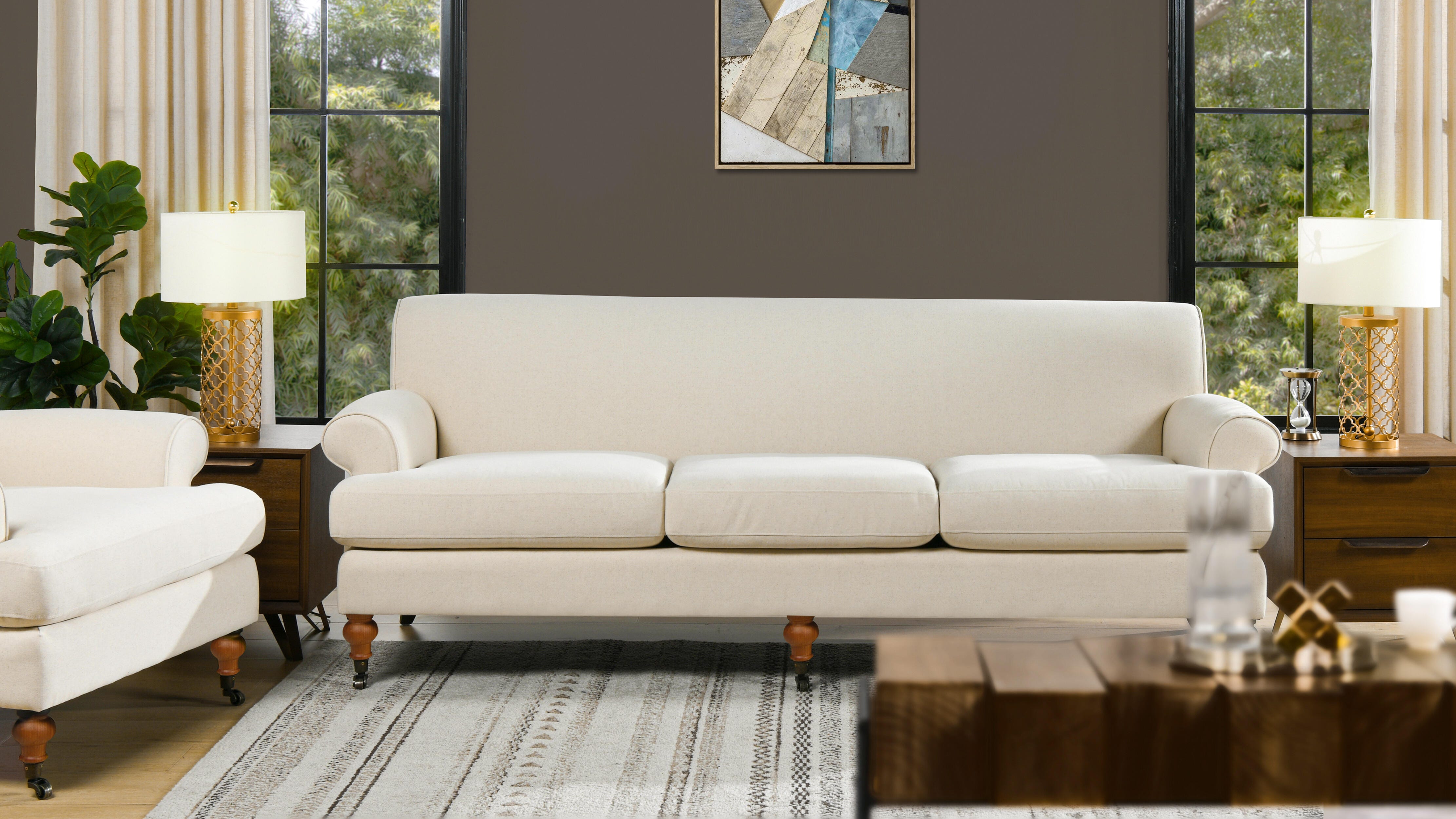 Jennifer Taylor Home Alana Alana Lawson Three-Cushion Sofa, Light Beige, large