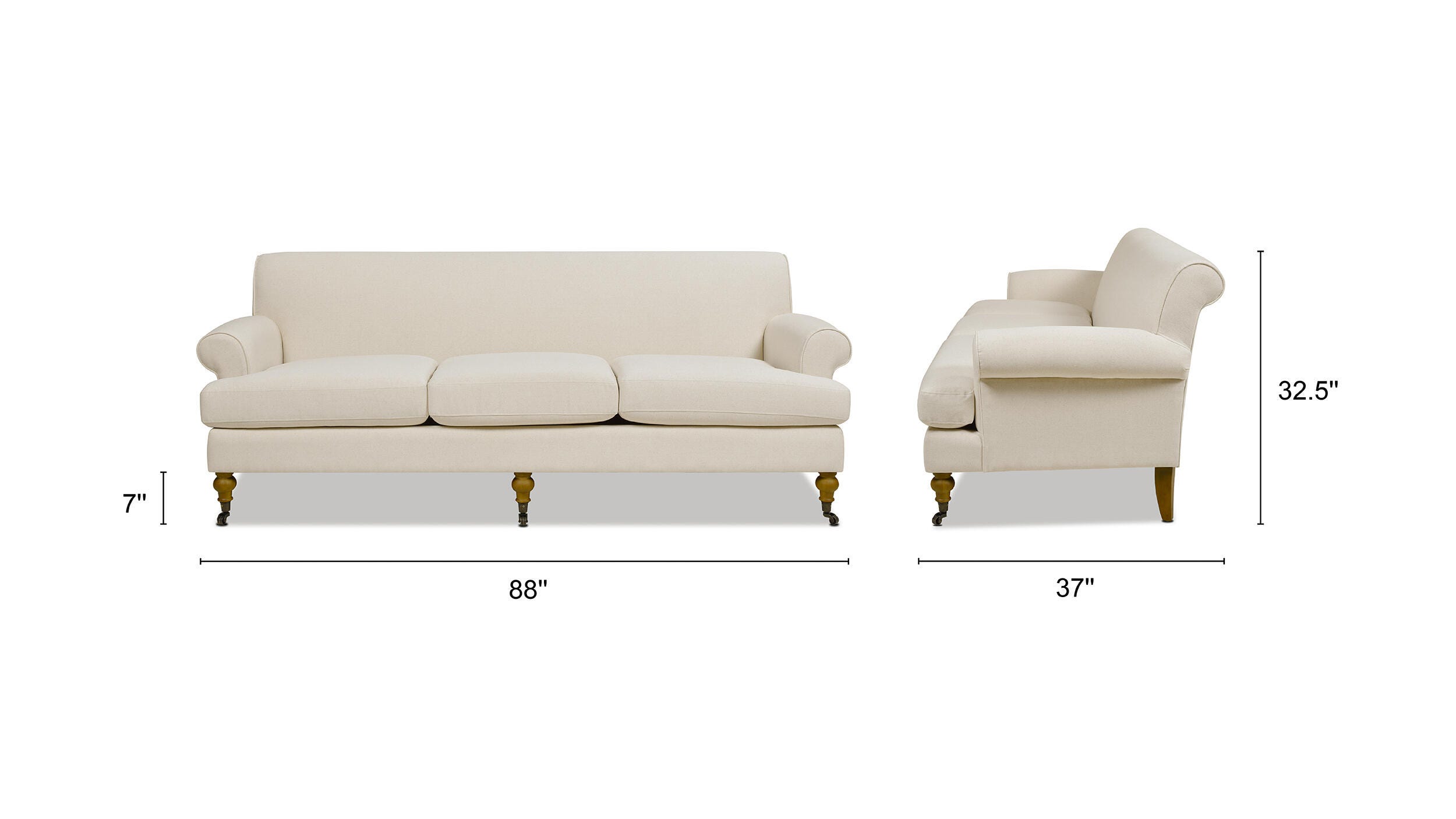 Jennifer Taylor Home Alana Alana Lawson Three-Cushion Sofa, Light Beige, large