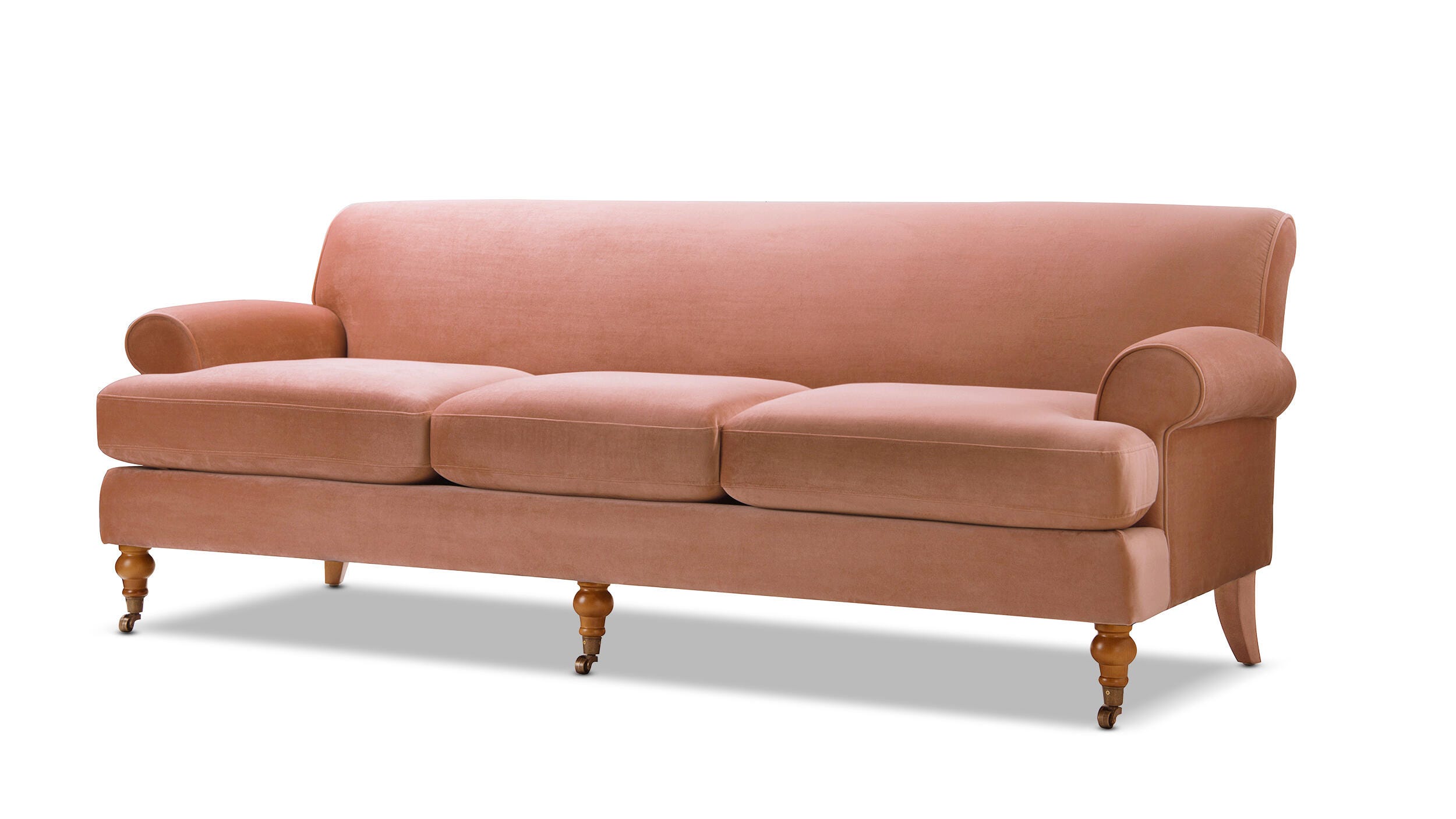 Jennifer Taylor Home Alana Alana Lawson Three-Cushion Sofa, Peach Orange, large