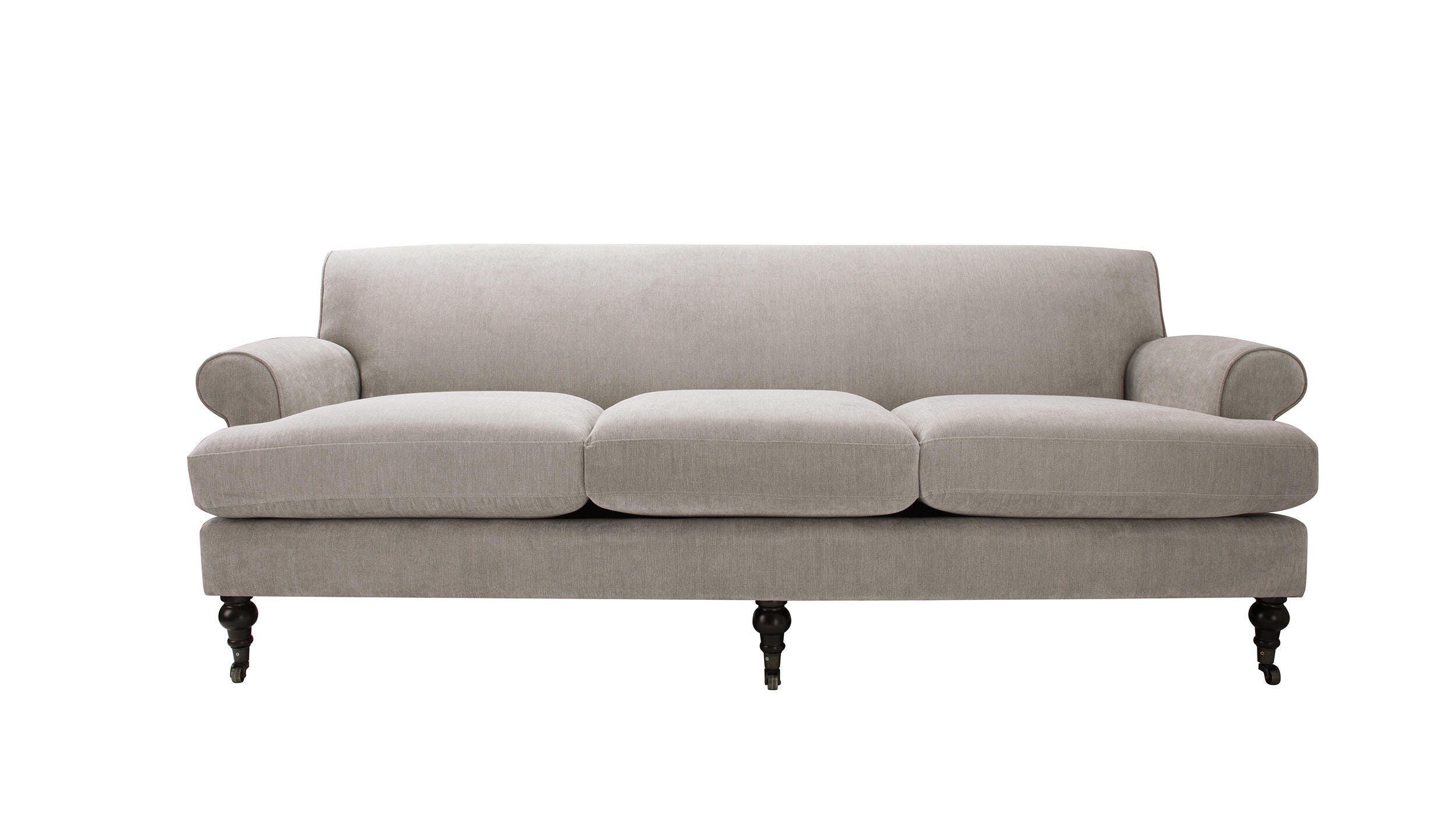 Jennifer Taylor home Alana Lawson Three-Cushion Sofa, Silver Gray, large