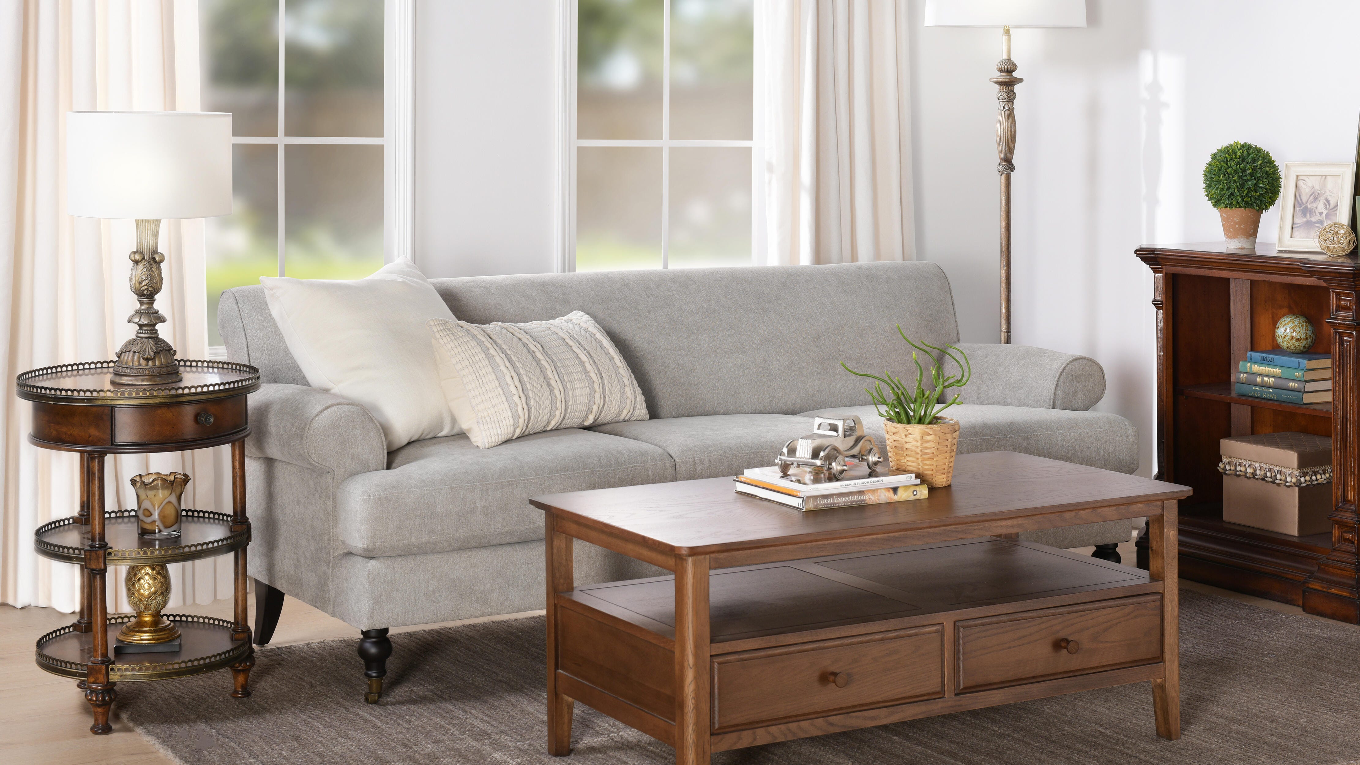 Jennifer Taylor Home Alana Alana Lawson Three-Cushion Sofa, Silver Gray, large