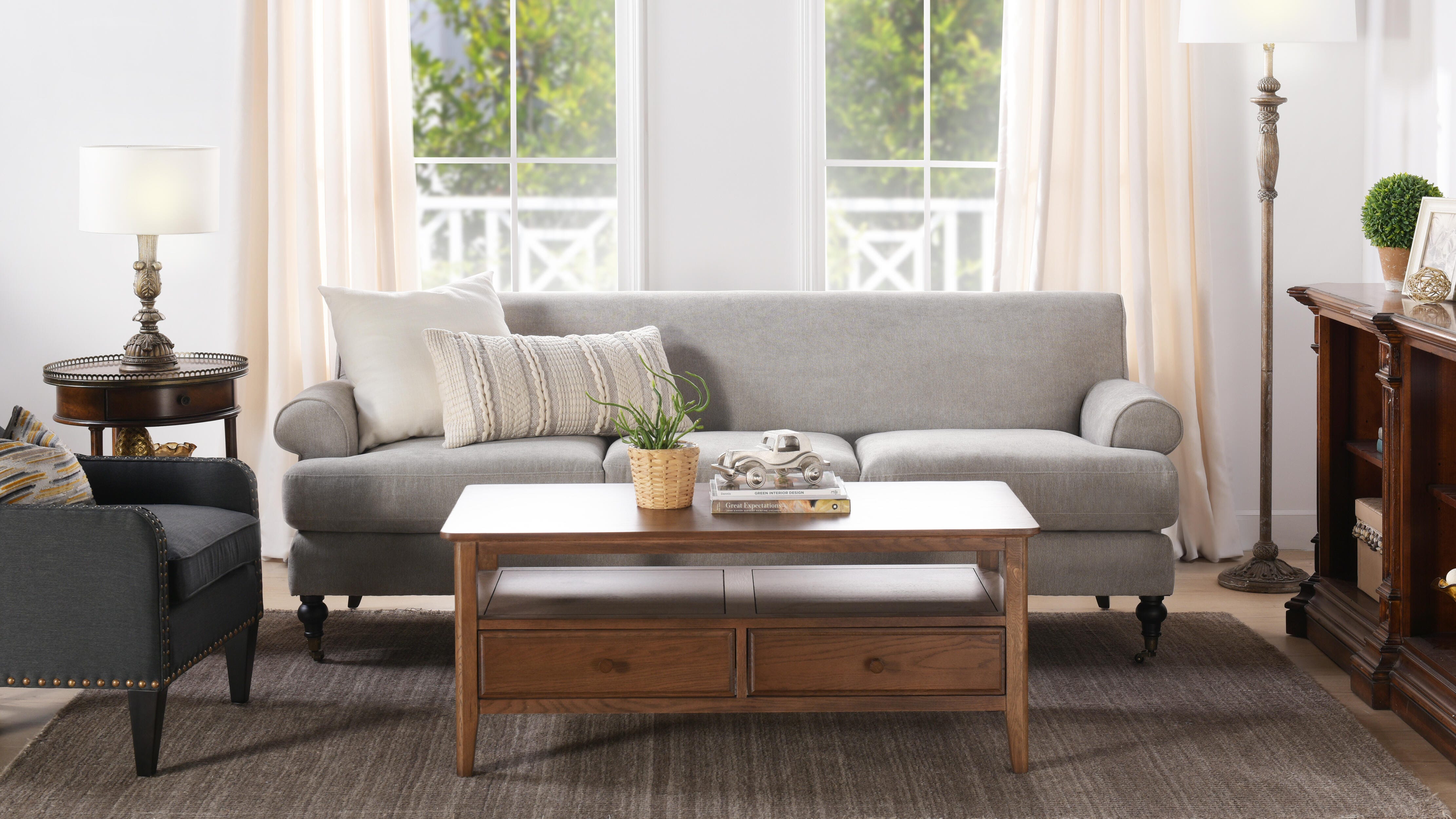 Jennifer Taylor Home Alana Alana Lawson Three-Cushion Sofa, Silver Gray, large