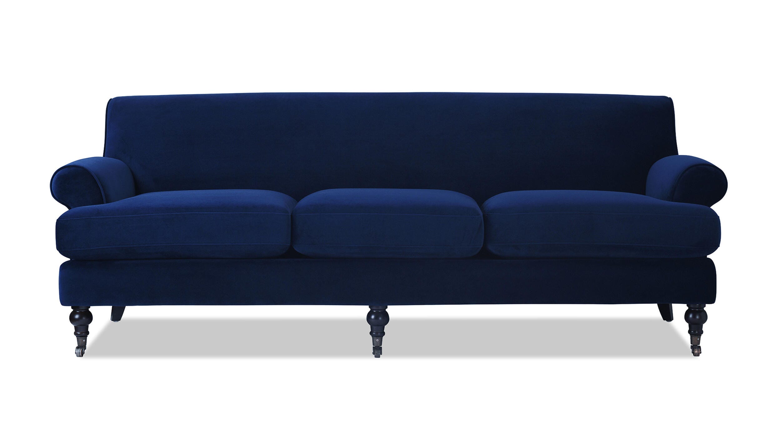 Jennifer Taylor home Alana Lawson Three-Cushion Sofa, Navy Blue, large