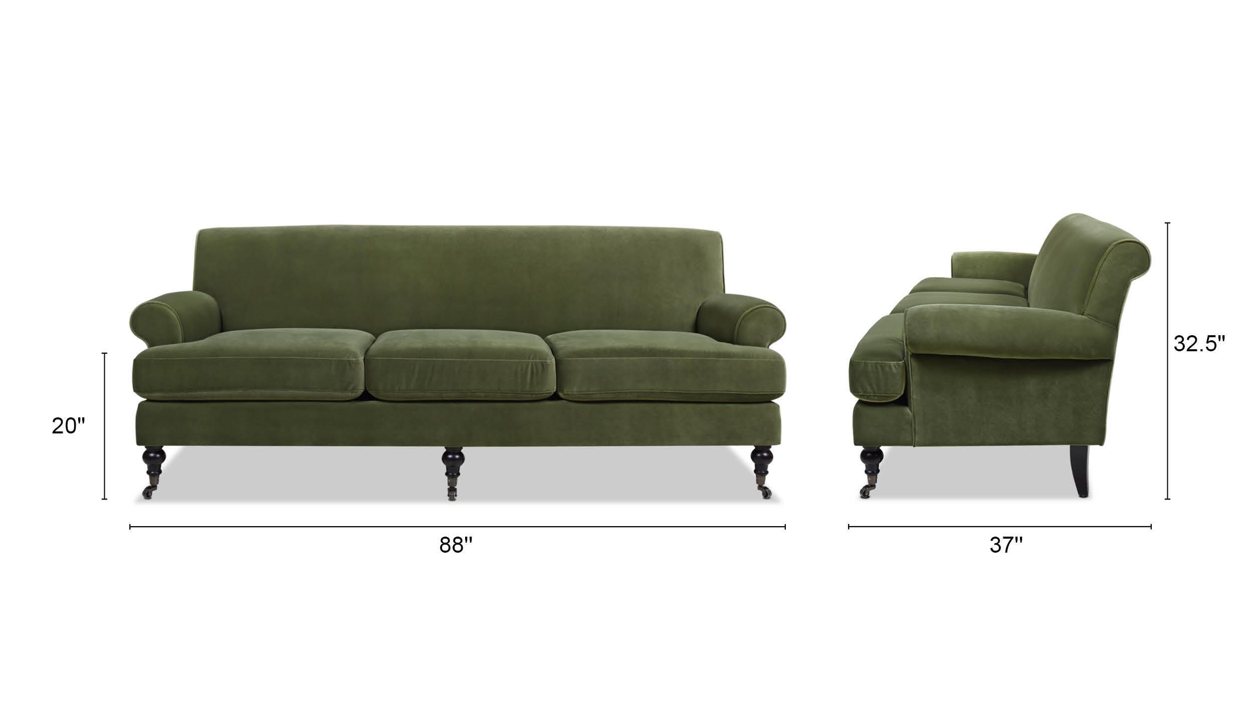 Jennifer Taylor Home Alana Alana Lawson Three-Cushion Sofa, Olive Green, large