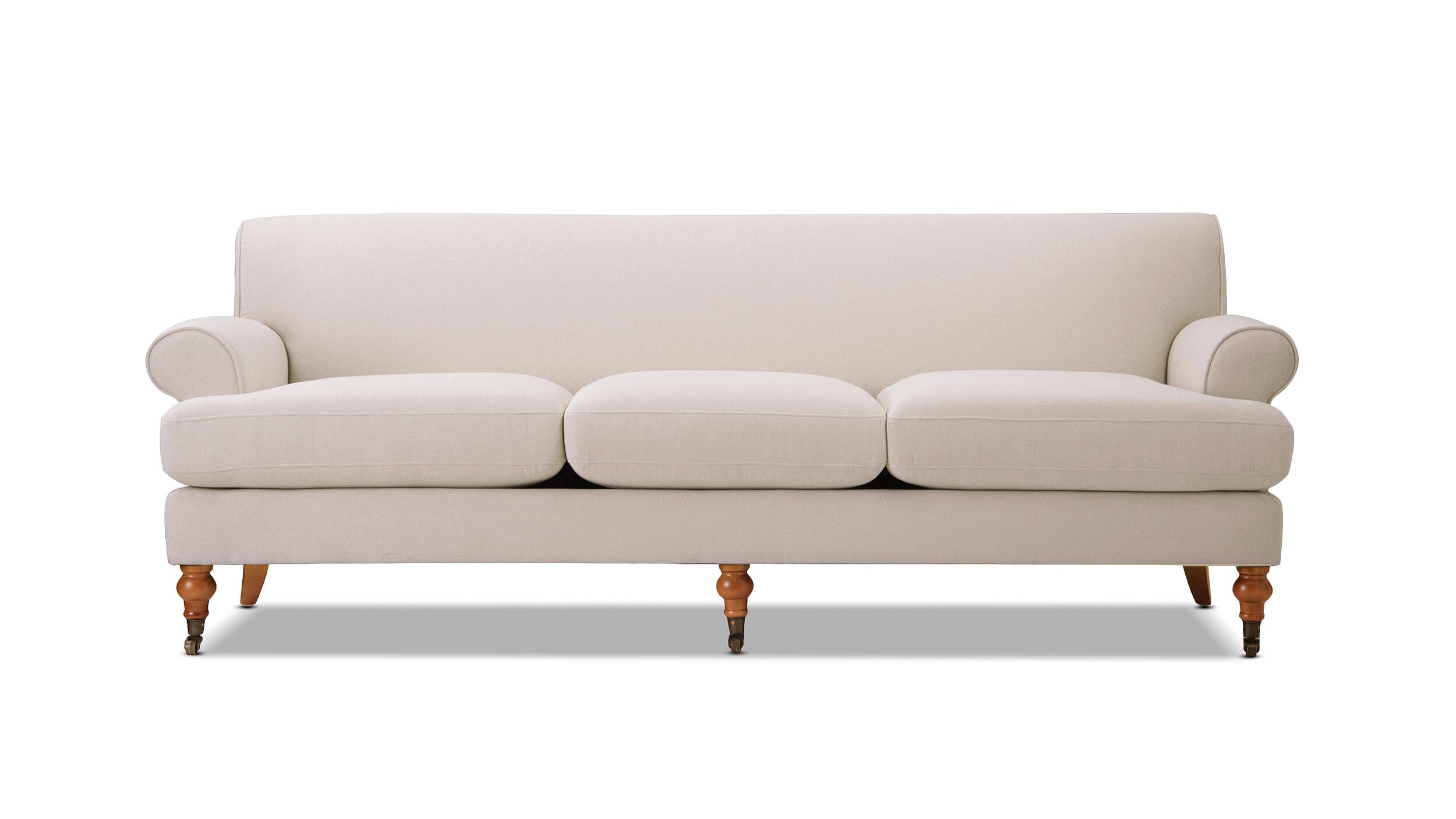 Jennifer Taylor home Alana Lawson Three-Cushion Sofa, Sky Neutral Beige, large