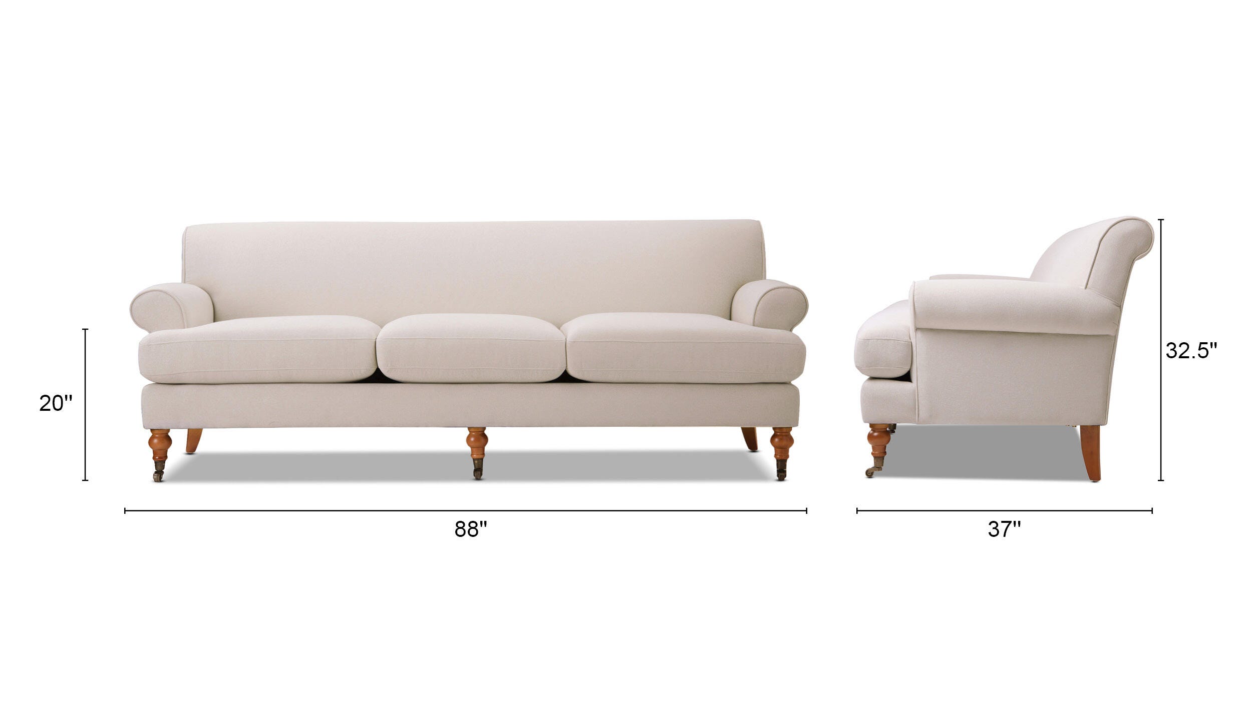 Jennifer Taylor Home Alana Alana Lawson Three-Cushion Sofa, Sky Neutral Beige, large