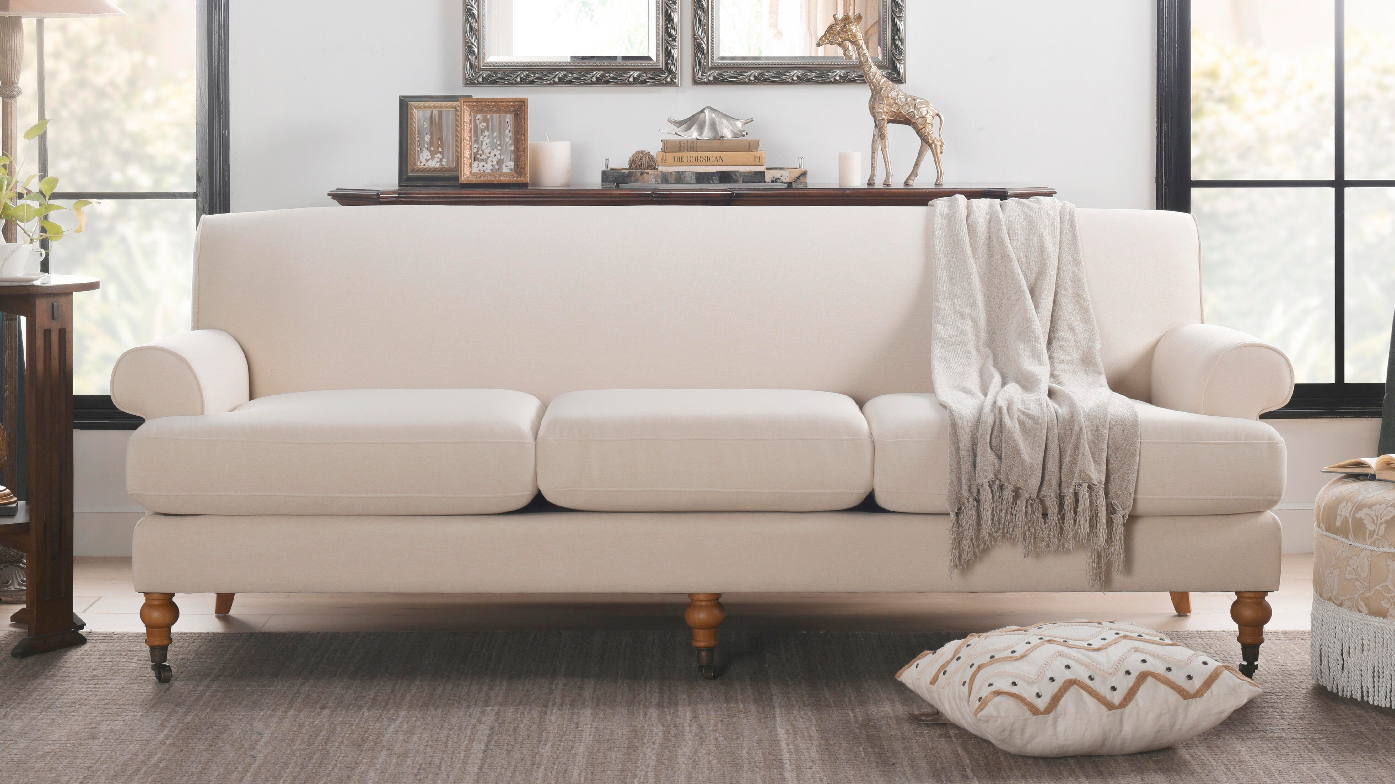 Jennifer Taylor Home Alana Alana Lawson Three-Cushion Sofa, Sky Neutral Beige, large