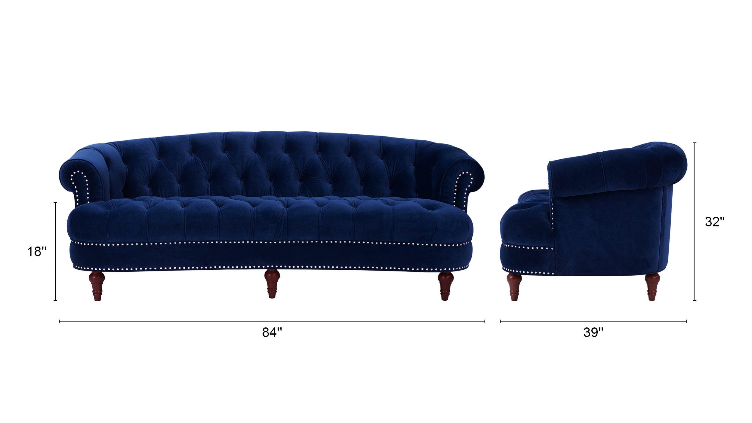 Jennifer Taylor Home La Rosa La Rosa Chesterfield Sofa, Navy Blue, large