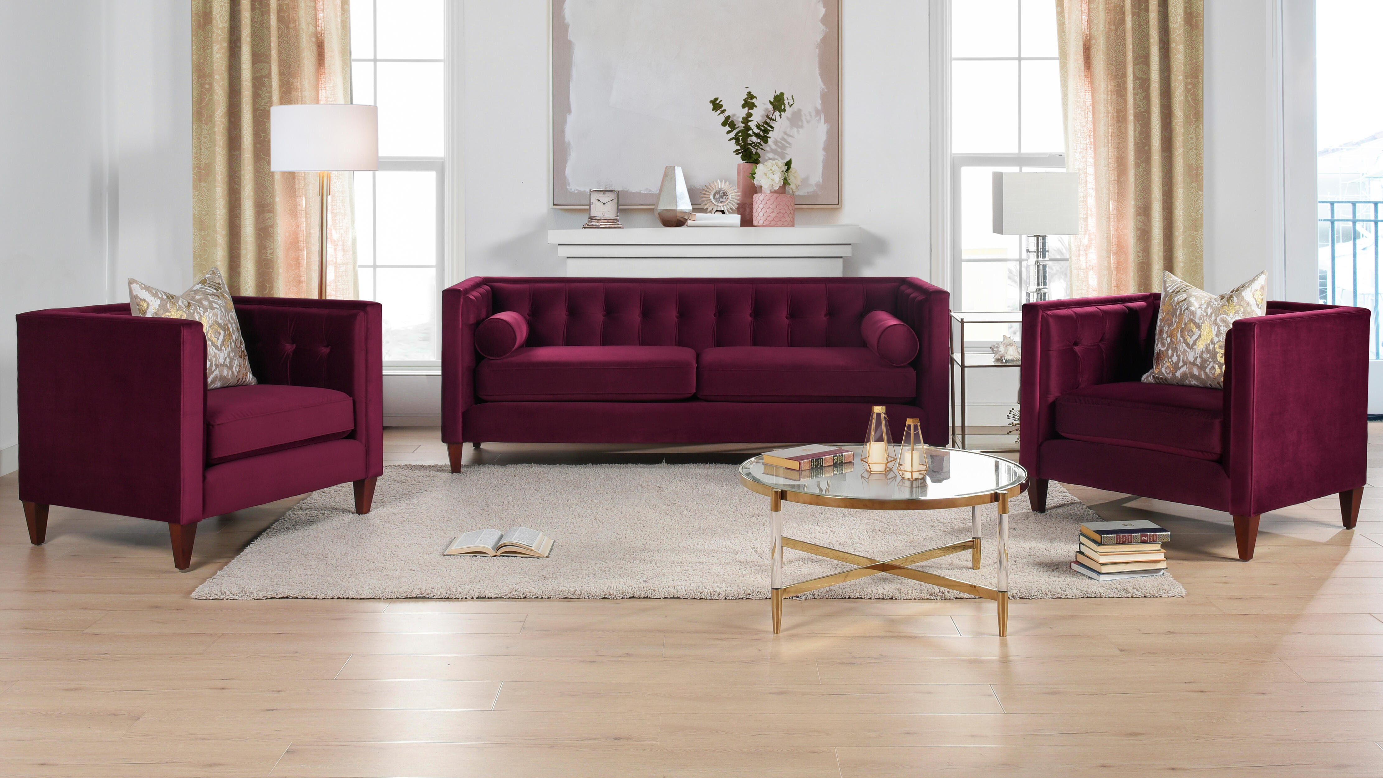 Jennifer Taylor home Jack Sofa, Burgundy, rollover