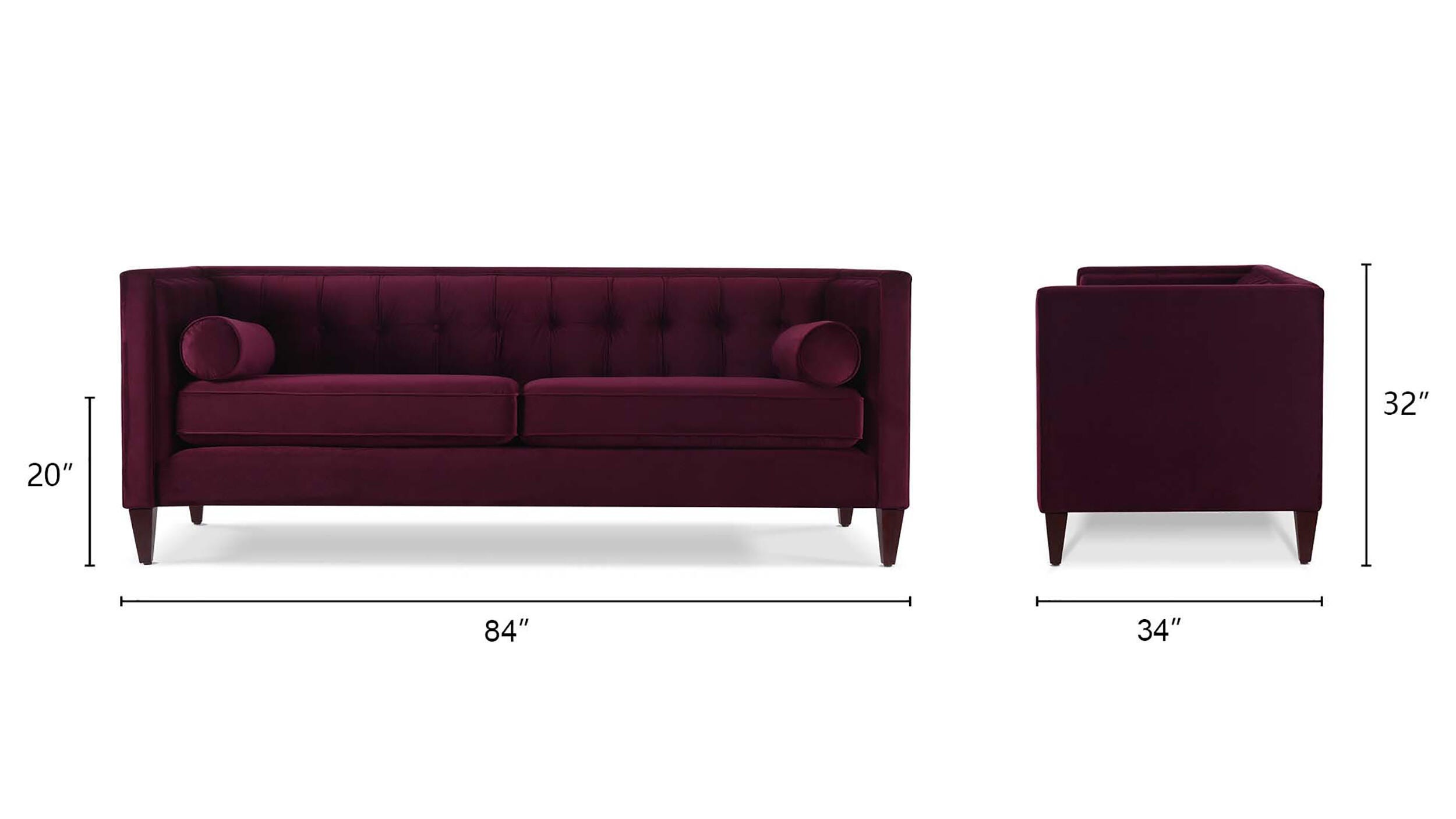 Jennifer Taylor Home Jack Jack Sofa, Burgundy, large