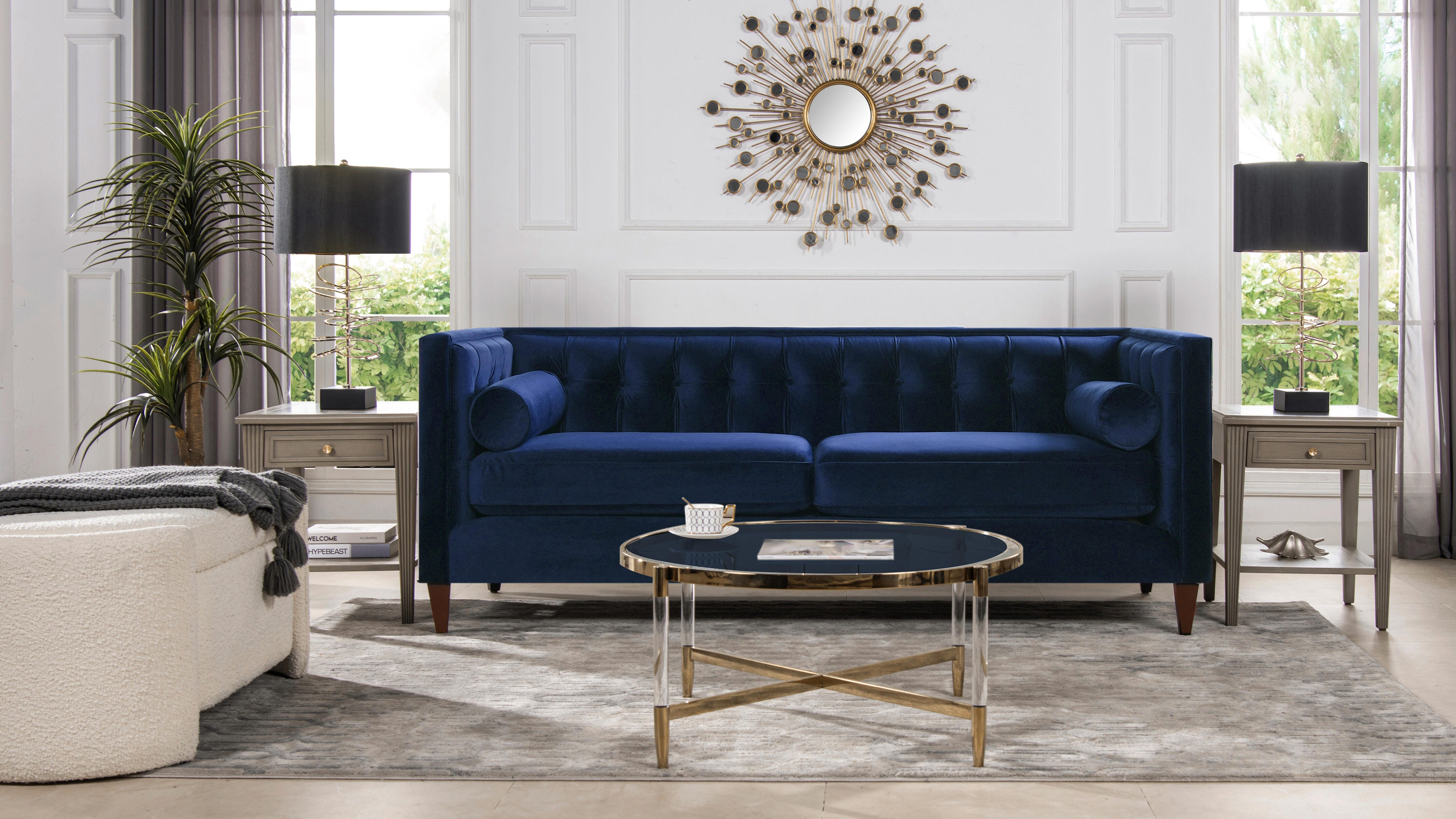 Jennifer Taylor Home Jack Jack Sofa, Navy Blue, large