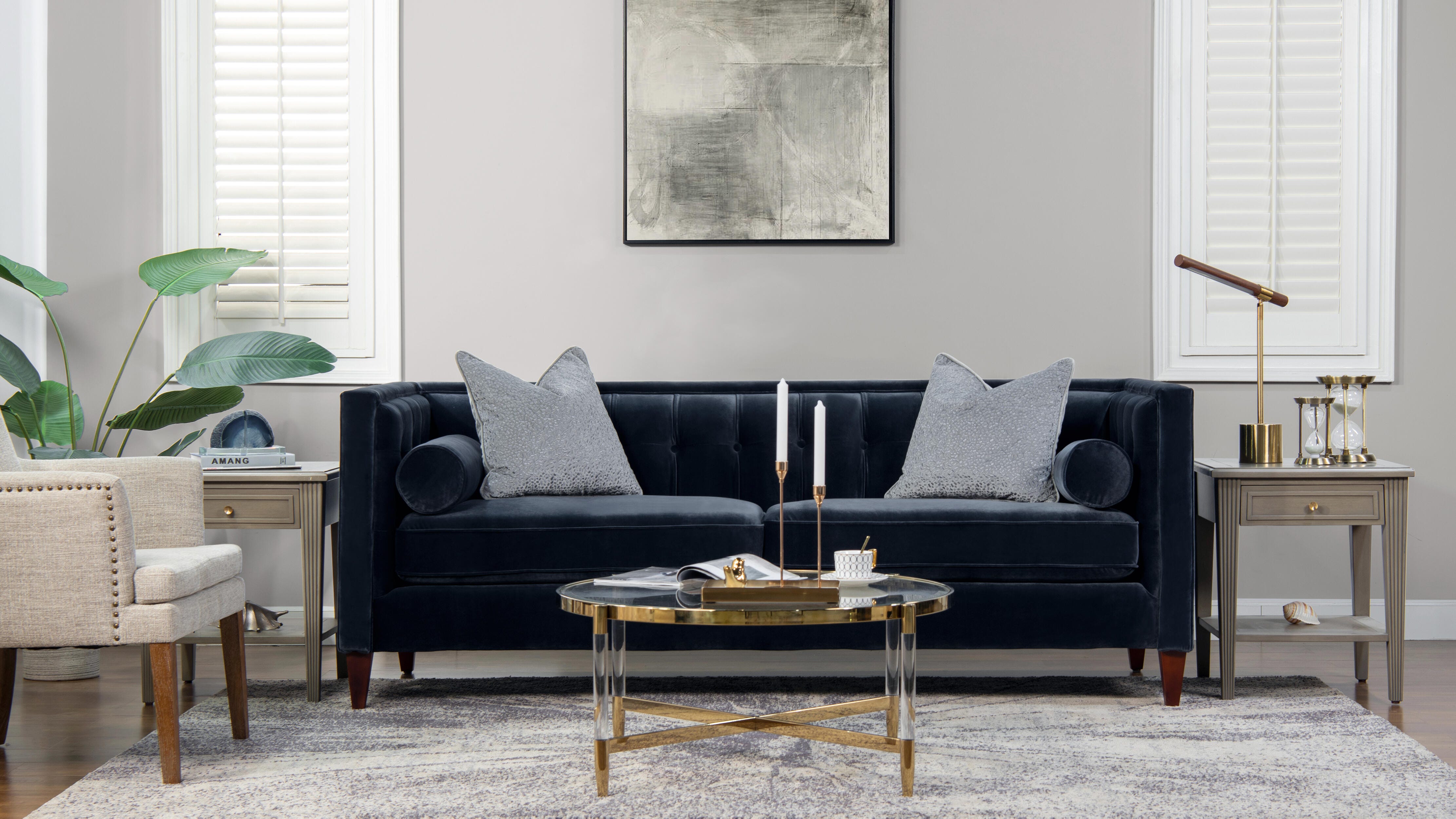 Jennifer Taylor home Jack Sofa, Dark Navy Blue, large