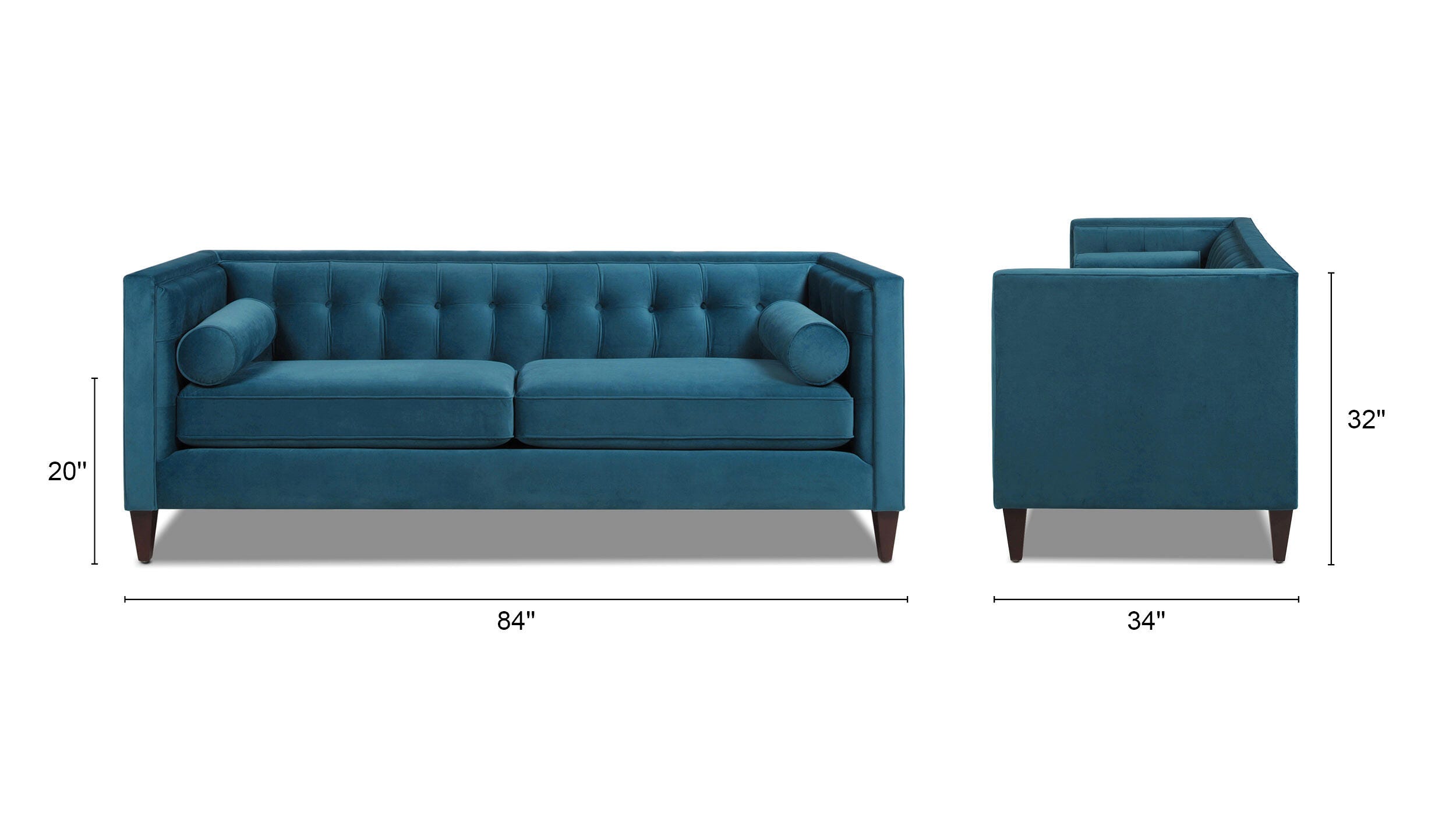 Jennifer Taylor Home Jack Jack Sofa, Teal Blue, large