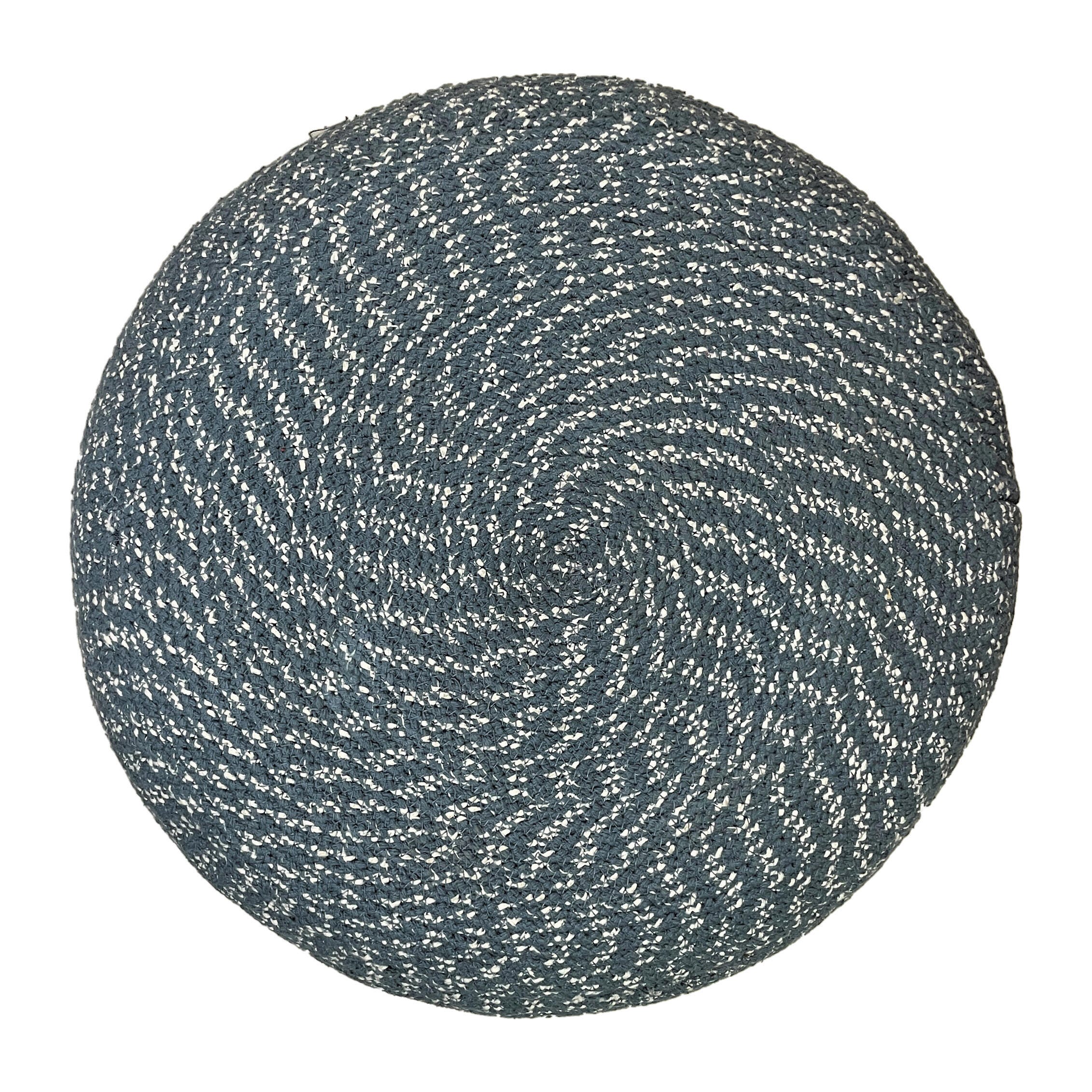 Simpli Home Bayley Braided Pouf, Aegean Blue/Natural, large