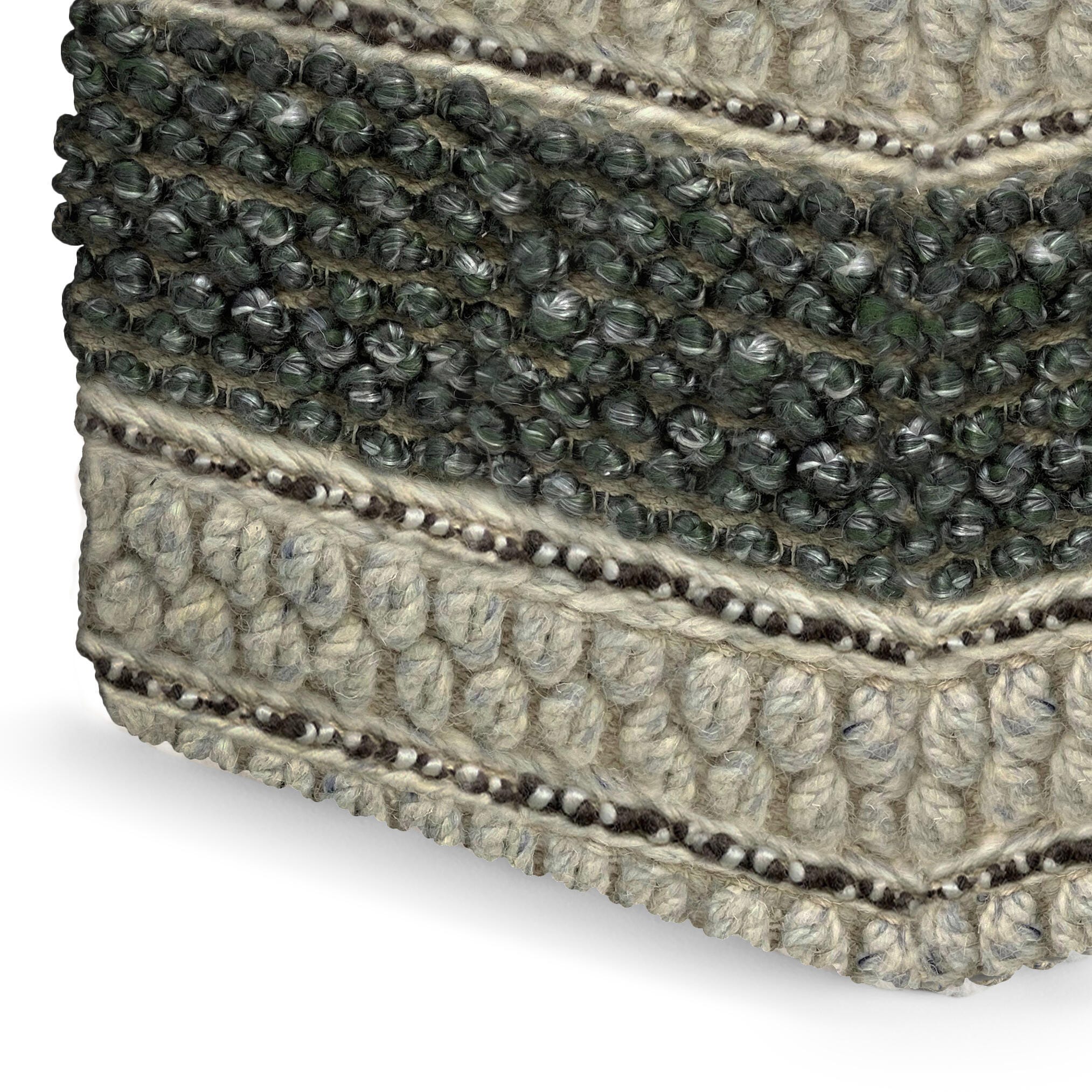 Simpli Home Grady Pouf, Green/Natural, large