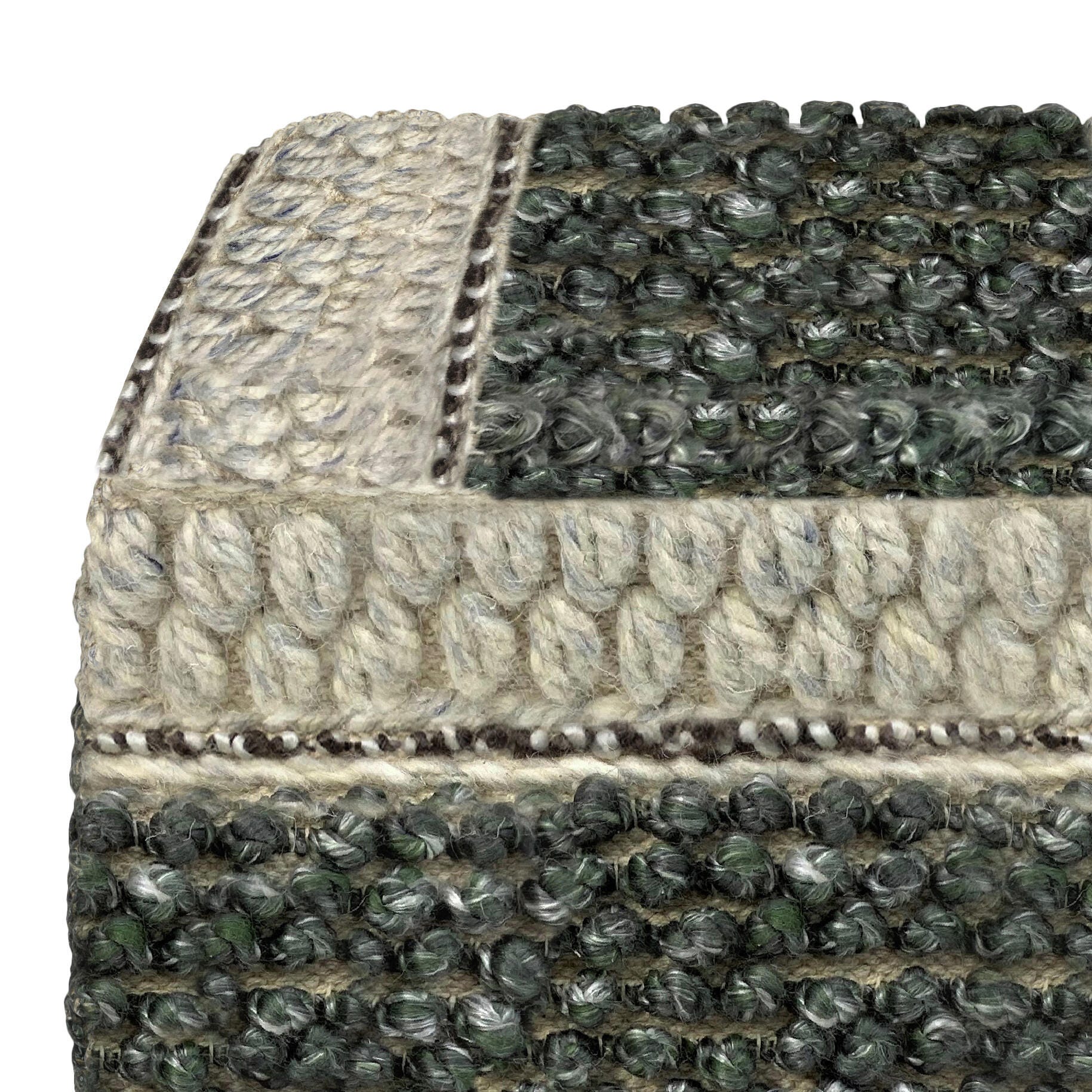 Simpli Home Grady Pouf, Green/Natural, large