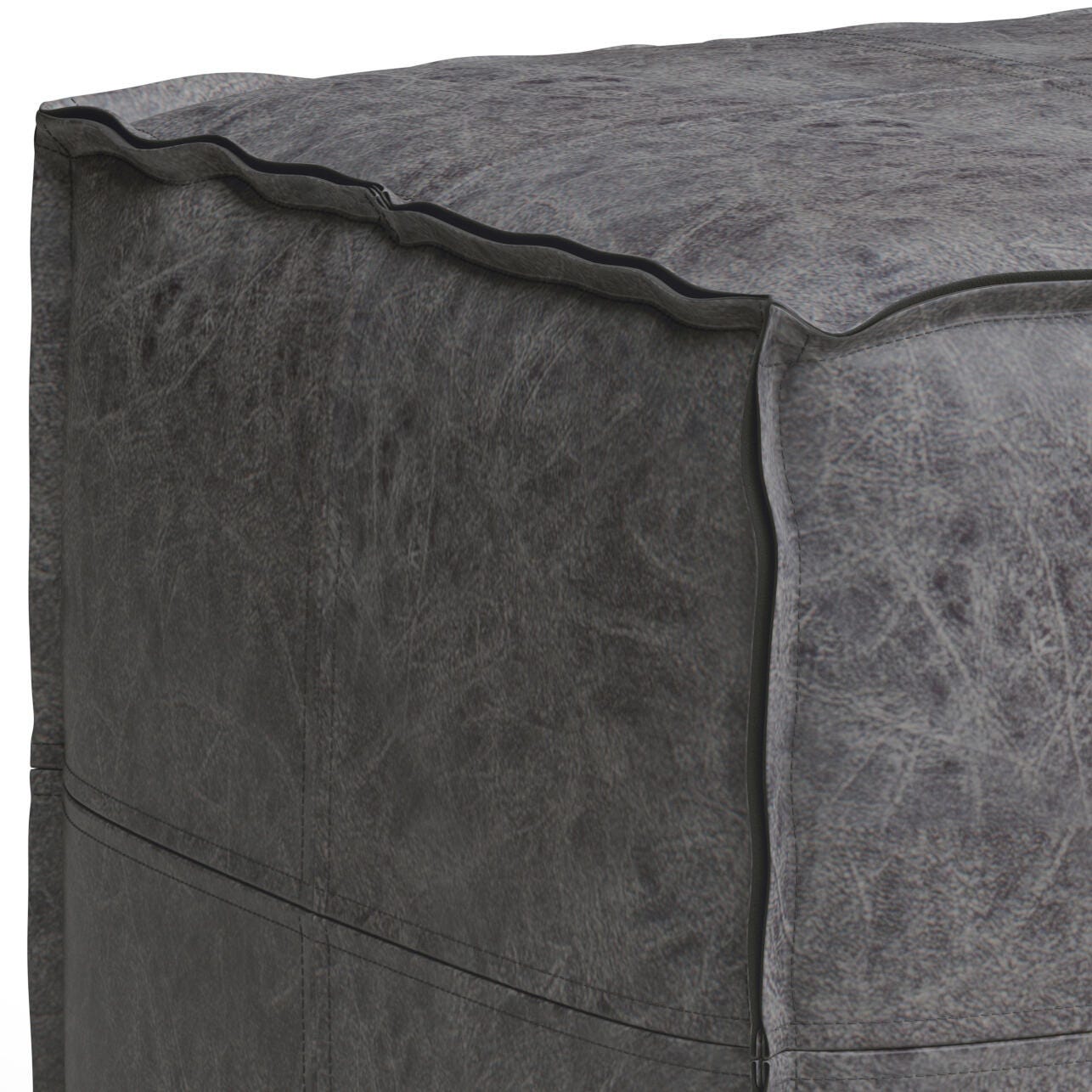 Simpli Home Brody Pouf, Distressed Black, large