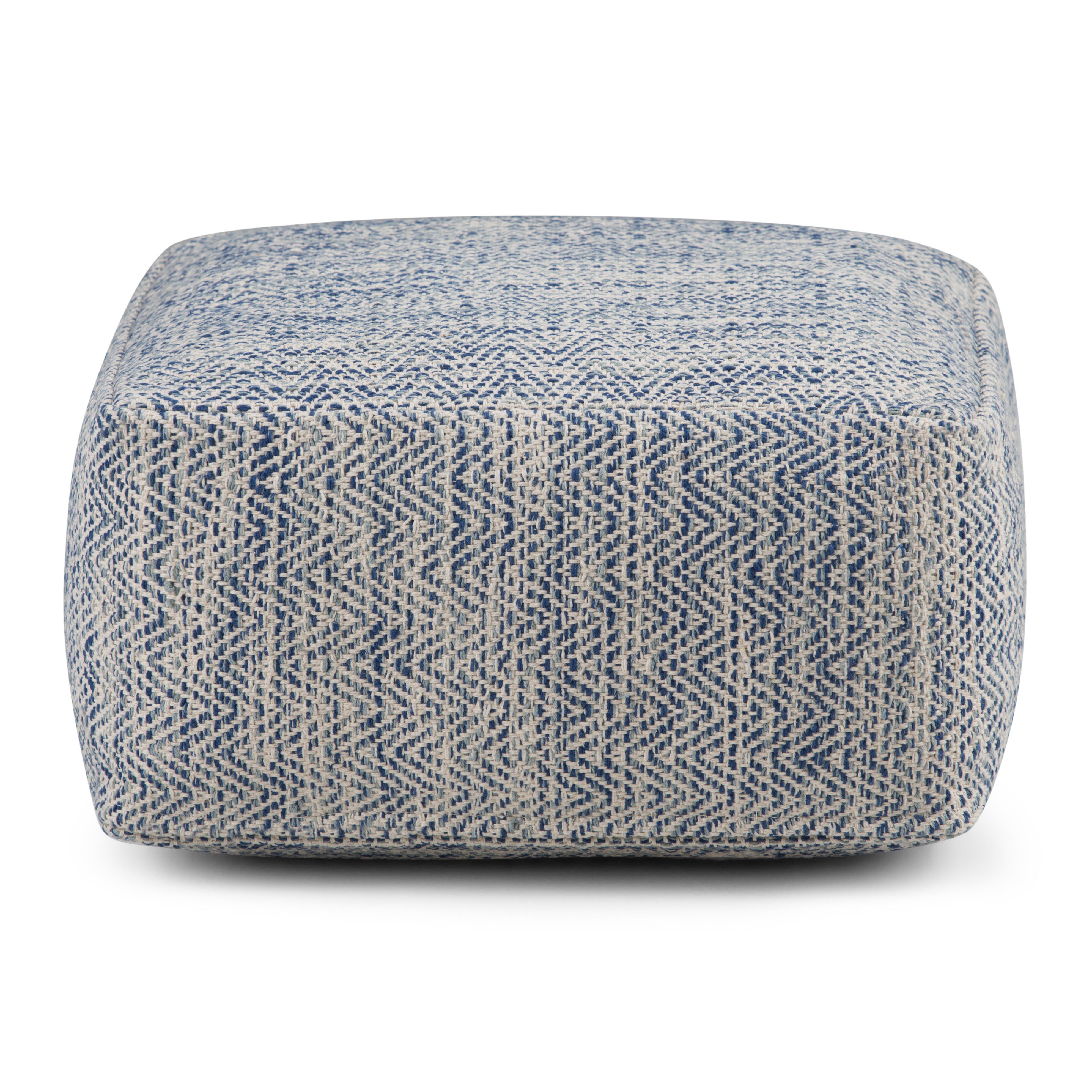 Simpli Home Nate Pouf, Denim, large