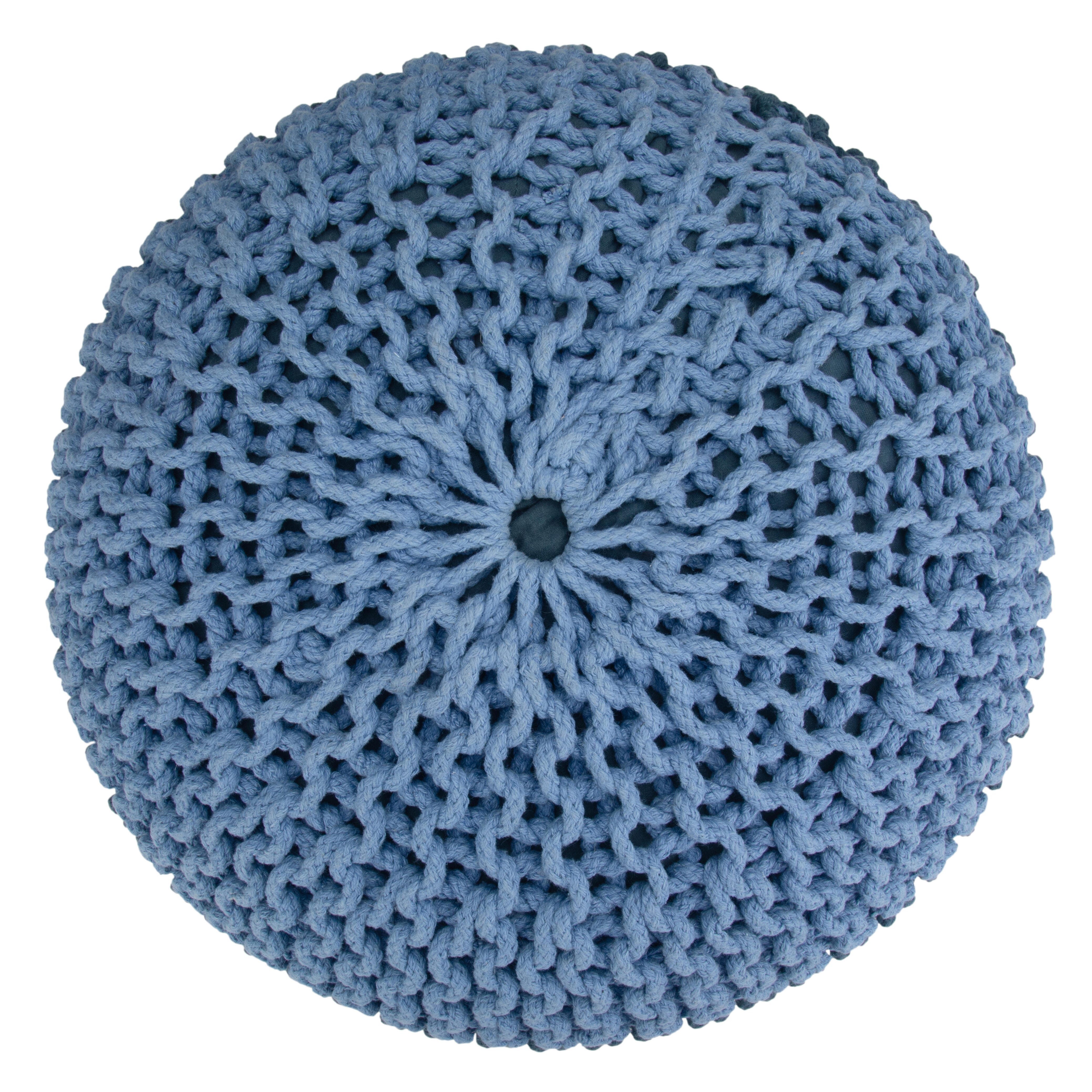 Simpli Home Nikki Hand Knit Pouf, , large