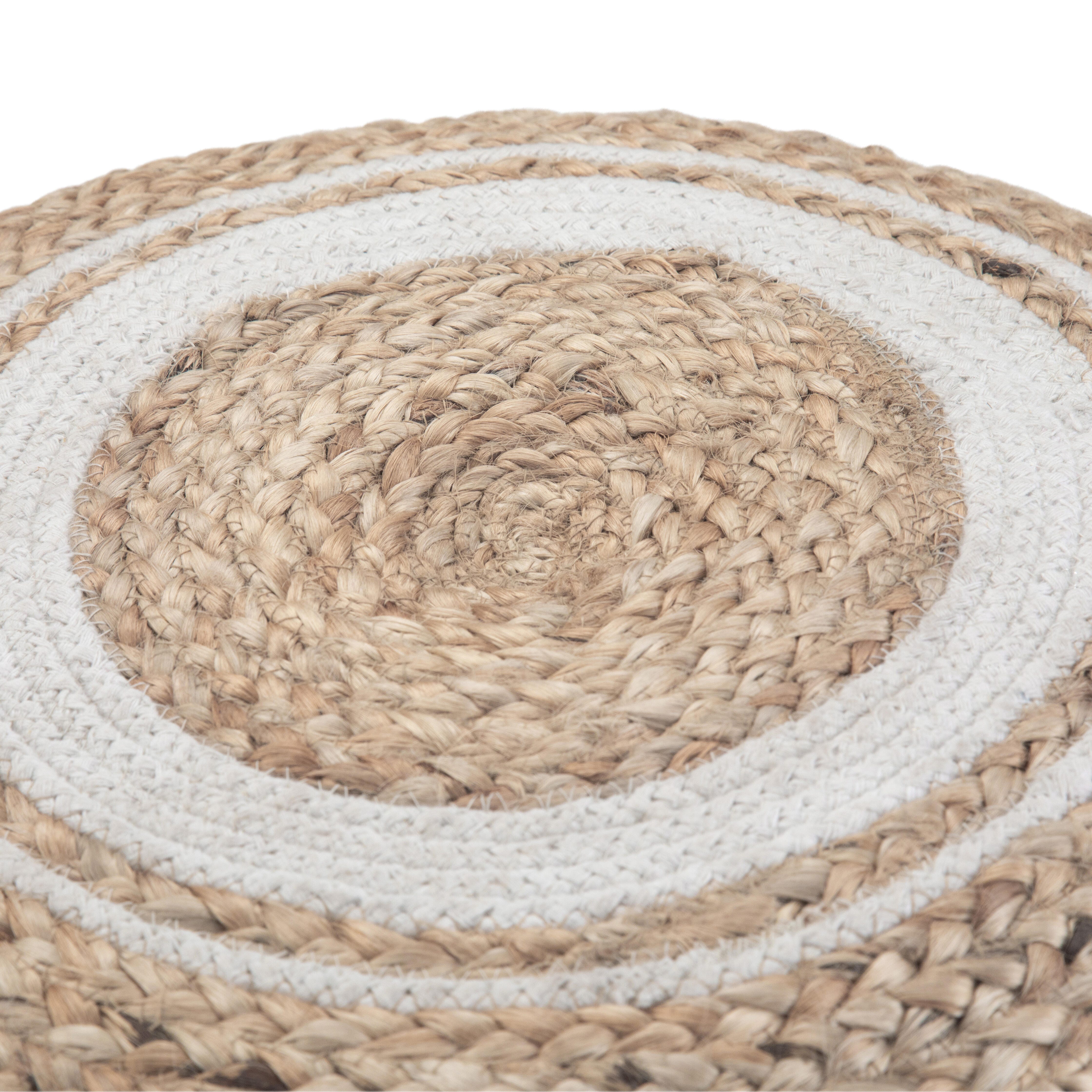 Simpli Home Serena Braided Pouf, Natural, large