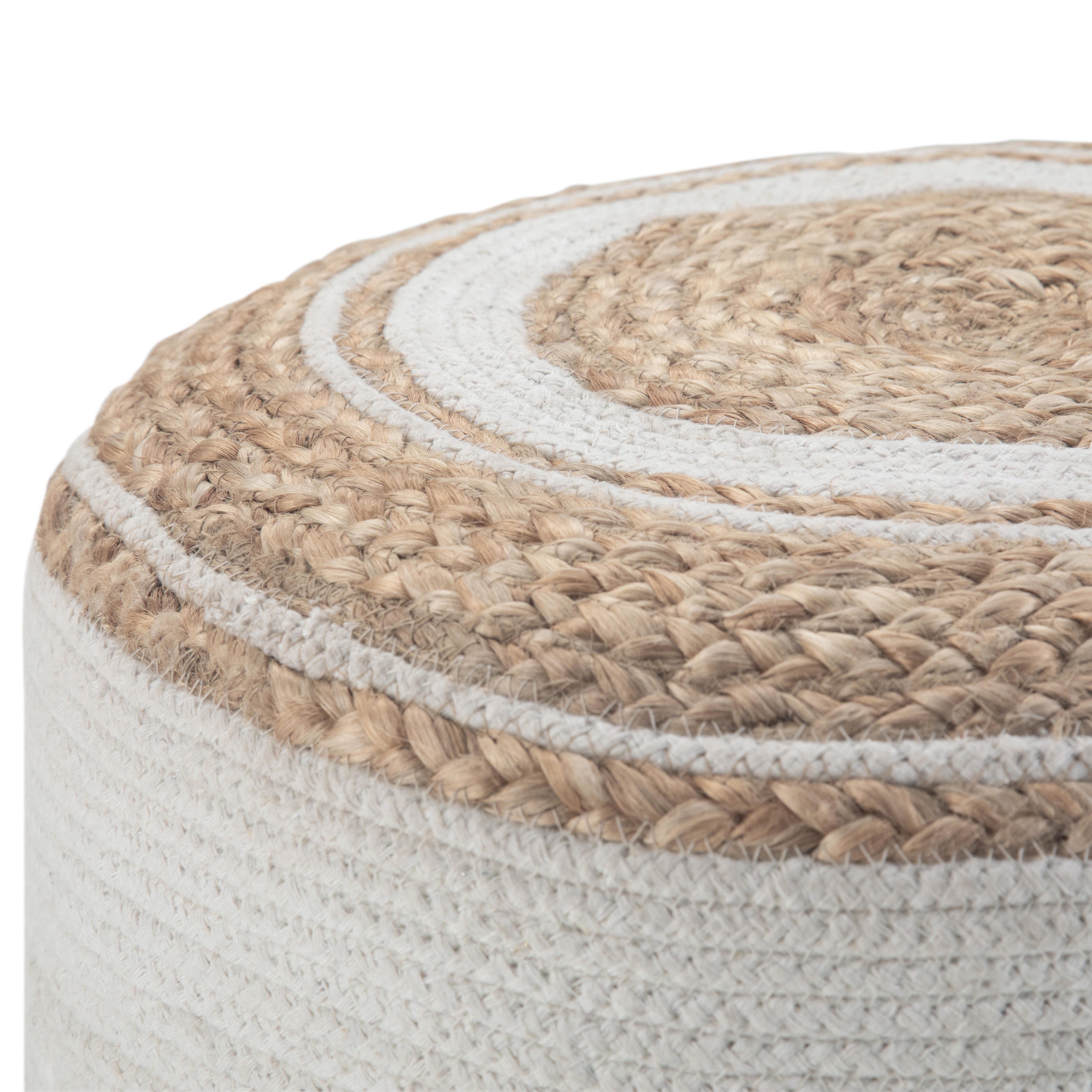 Simpli Home Serena Braided Pouf, Natural, large