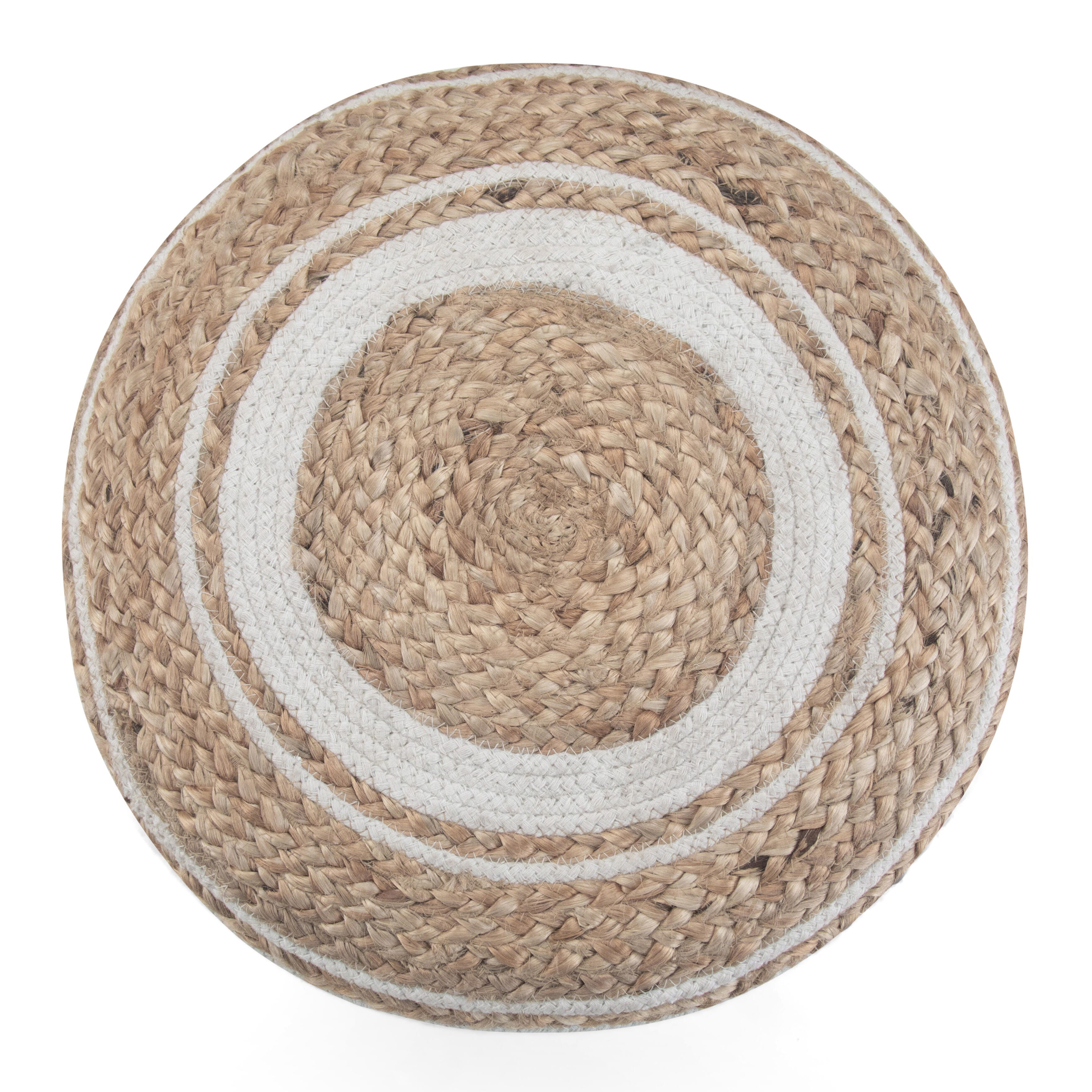 Simpli Home Serena Braided Pouf, Natural, large