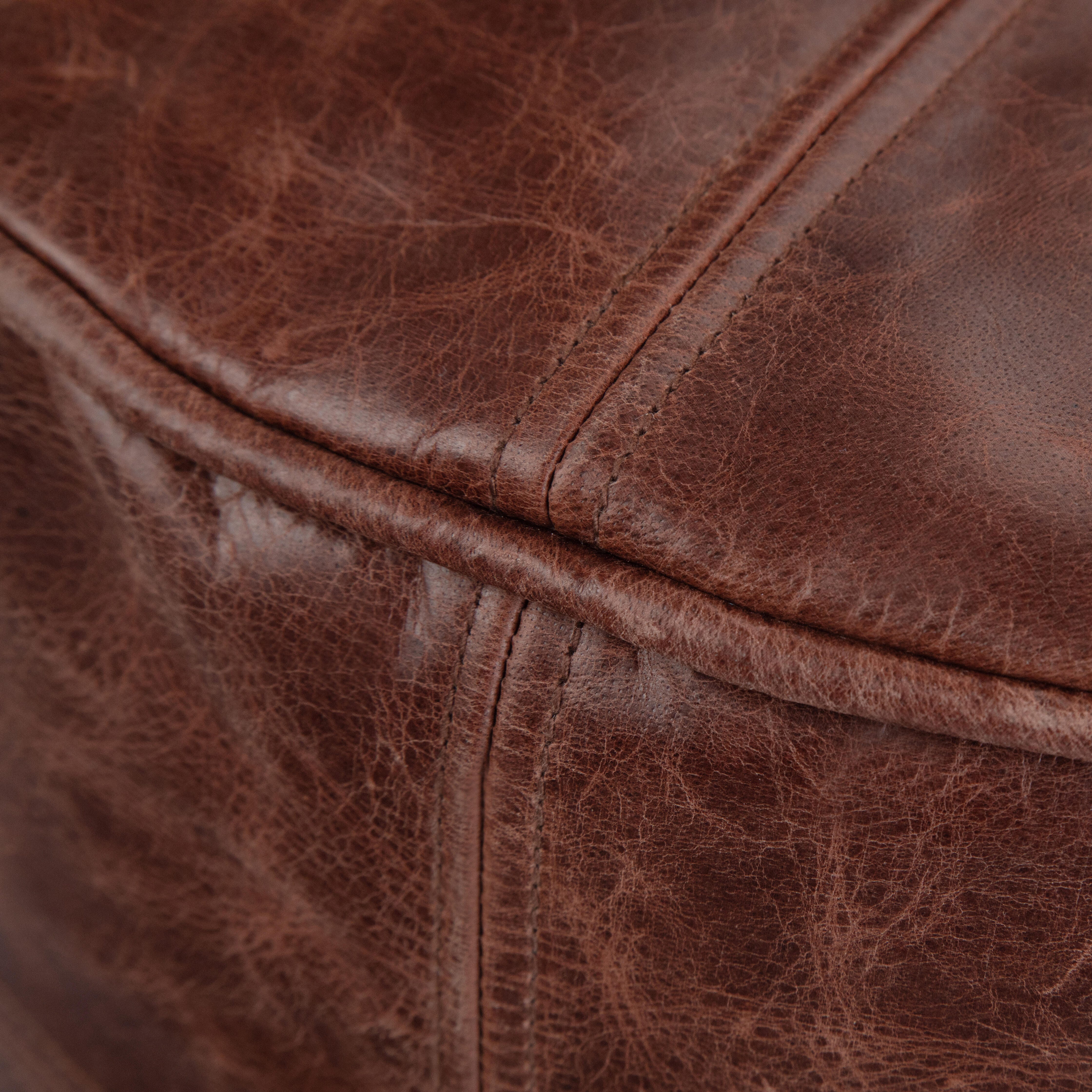 Simpli Home Connor Pouf, Distressed Brown, large